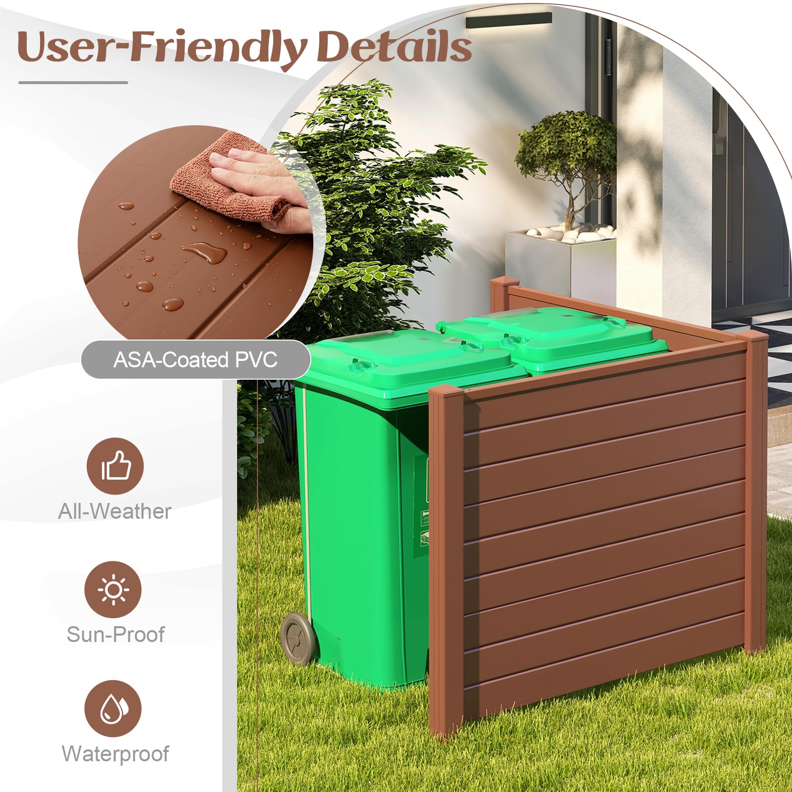 Giantex Air Conditioner Fence 2/4 Panels - 48''W x 36''H Outdoor Privacy Screen Trash Can Enclosure with 3 Stakes