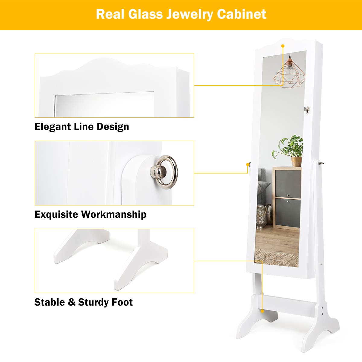 Giantex Jewelry Cabinet Armoire Lockable with Mirror