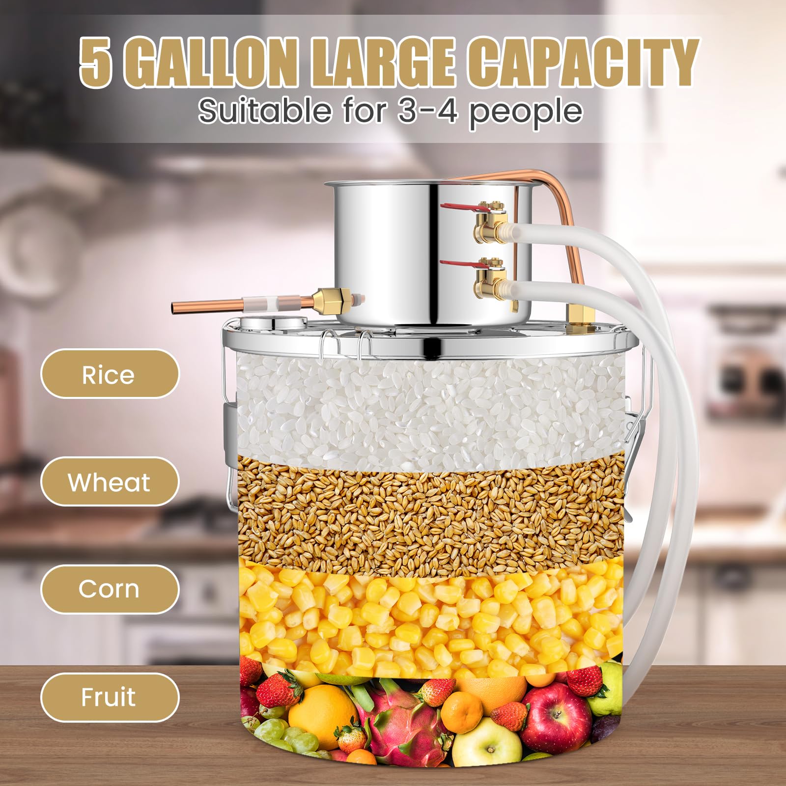 Giantex 10 Gal Alcohol Still,2 Pots Stainless Steel Alcohol Still, Multi-purpose Home Brewing Kit for DIY Whiskey, Brandy, Beer, Silver