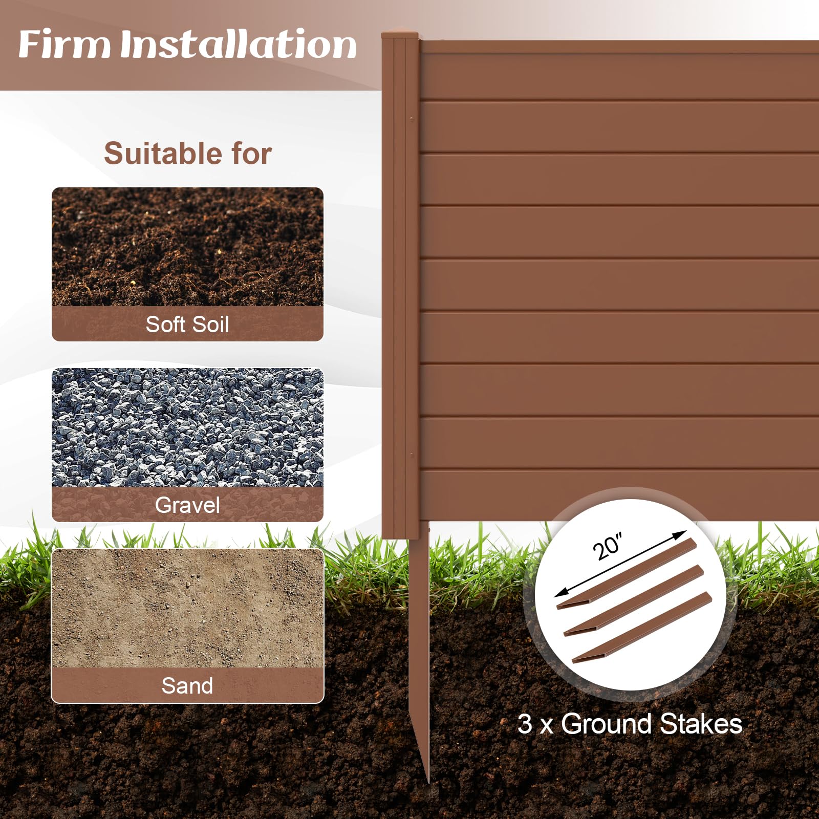 Giantex Air Conditioner Fence 2/4 Panels - 48''W x 36''H Outdoor Privacy Screen Trash Can Enclosure with 3 Stakes