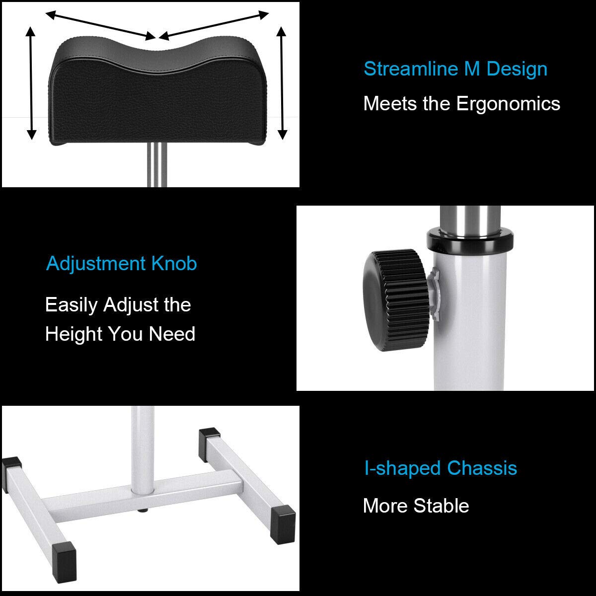 Giantex Pedicure Footrest Technician Nail Equipment, Salon Spa Beauty Footrest Home Pedicures with Height Adjustable Seat