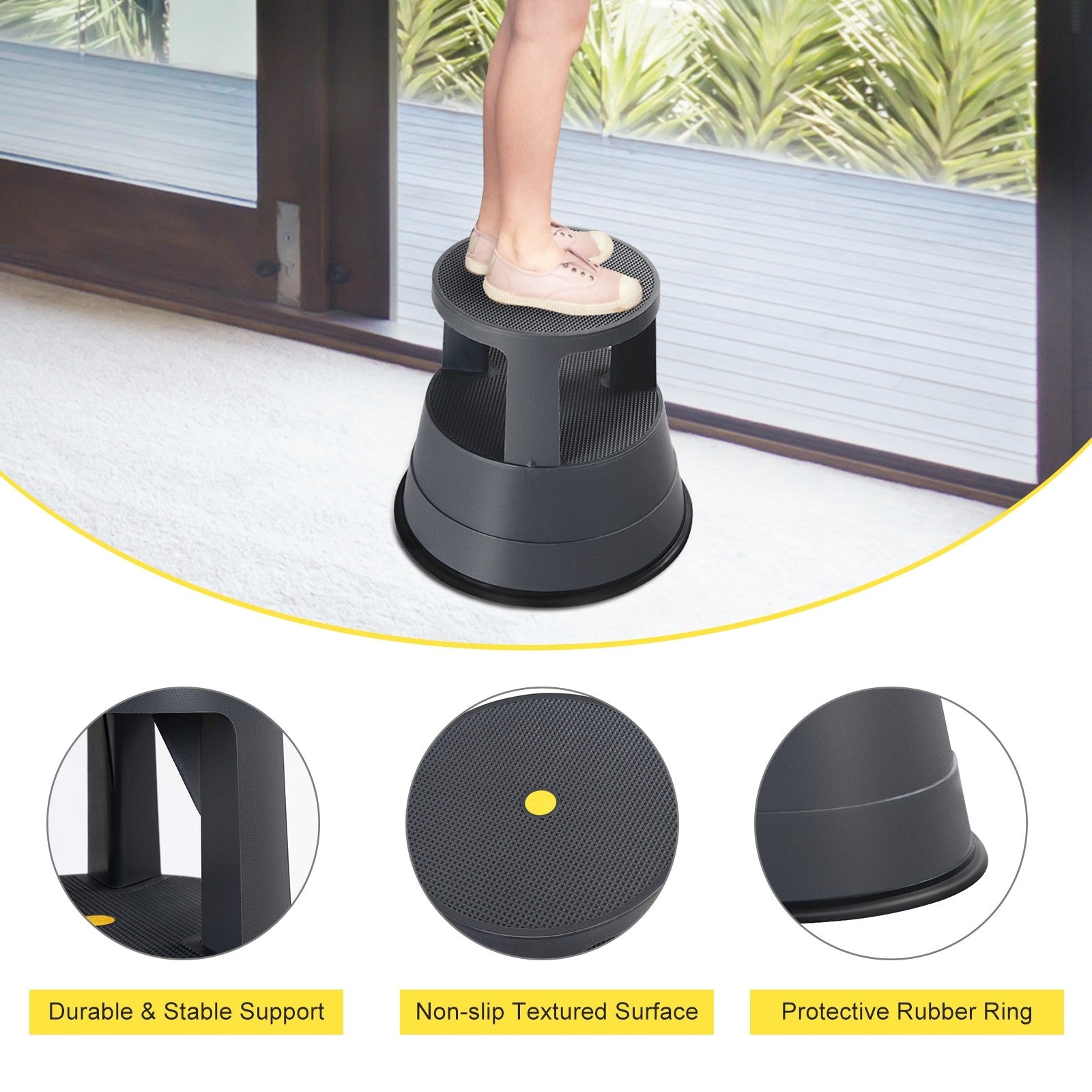 Rolling Step Stool Kick Stool Ladder w/Non-Slip Platform Casters