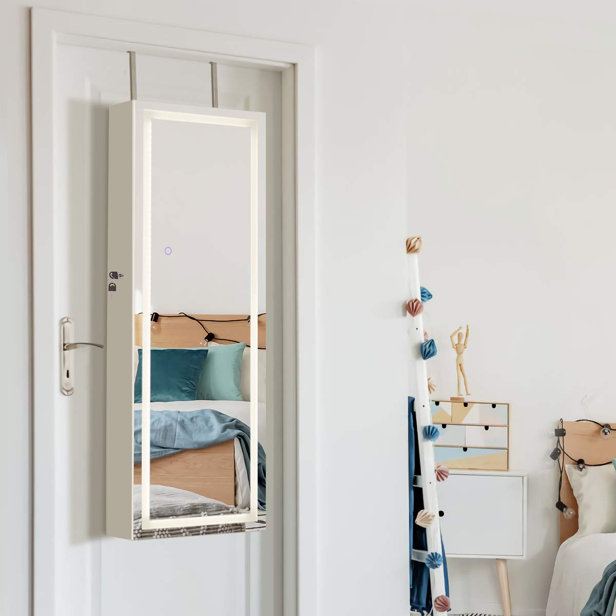 CHARMAID Jewelry Cabinet with LED Touch Screen Mirror