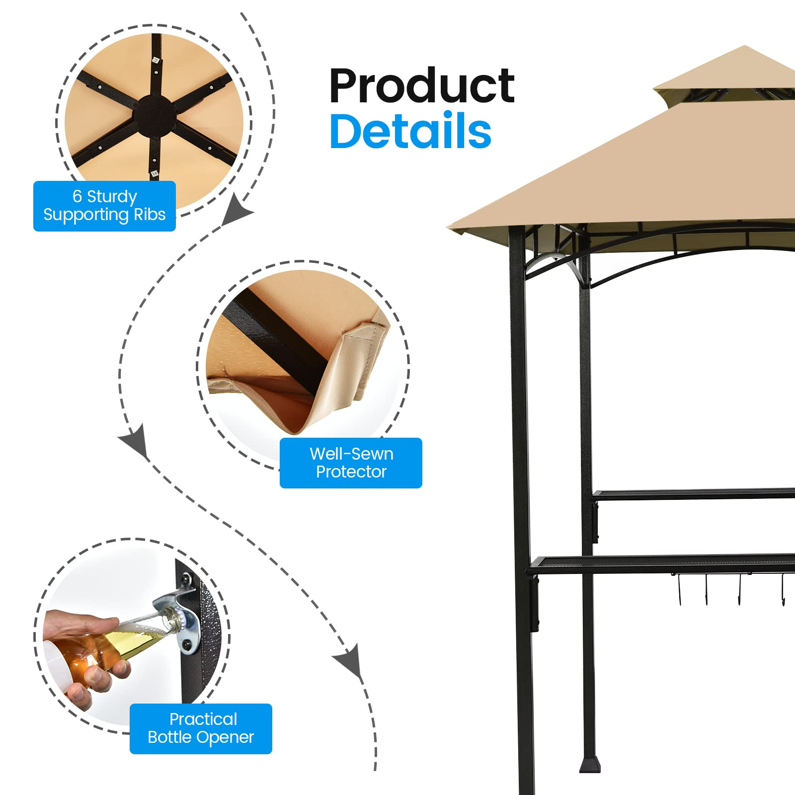 Giantex Grill Gazebo, 8ft x 5ft Grill Station with Canopy, Outdoor Grill Shelter Barbecue Tent