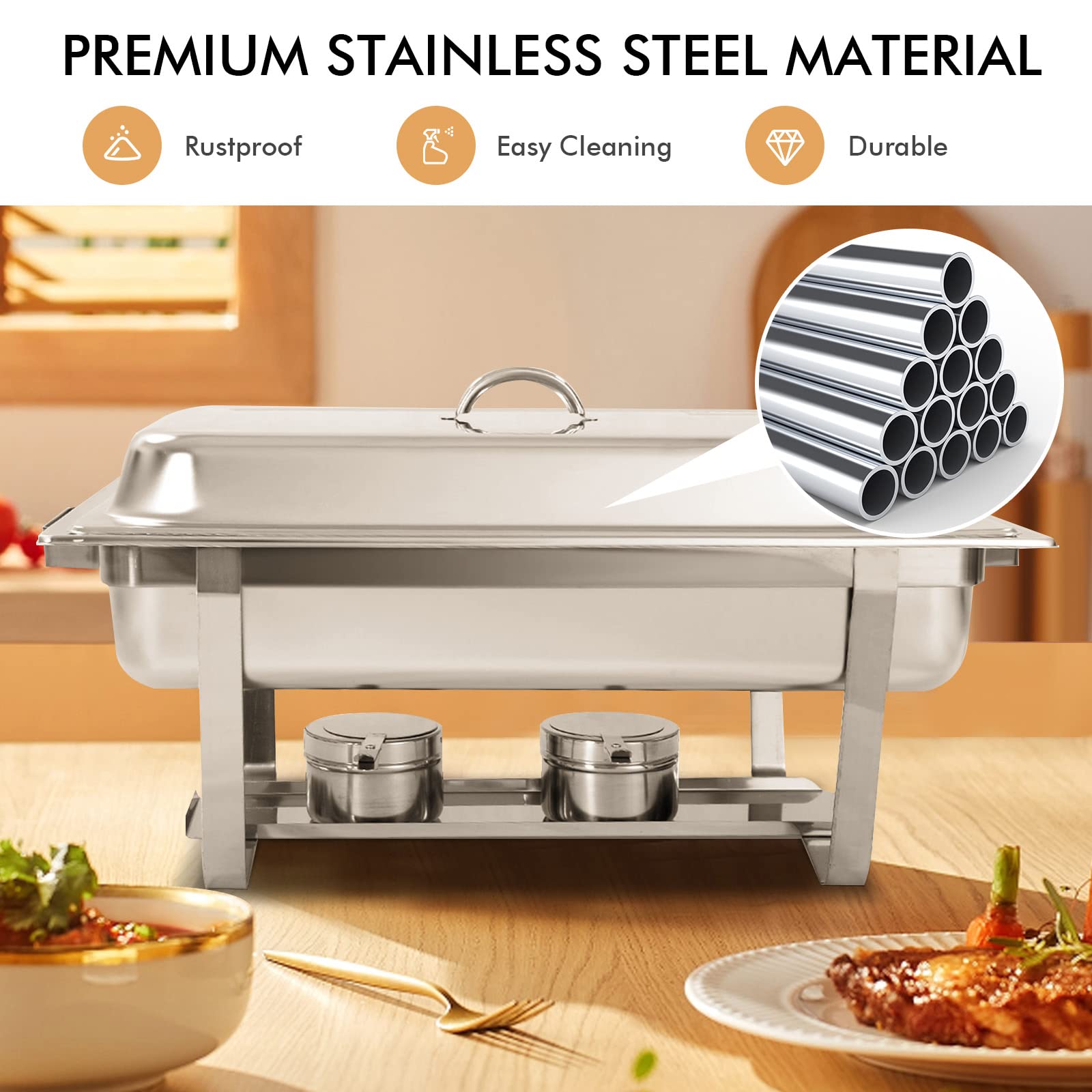 Giantex 2 Packs Chafing Dish 9 Quart Chafter Dishes Stainless Steel