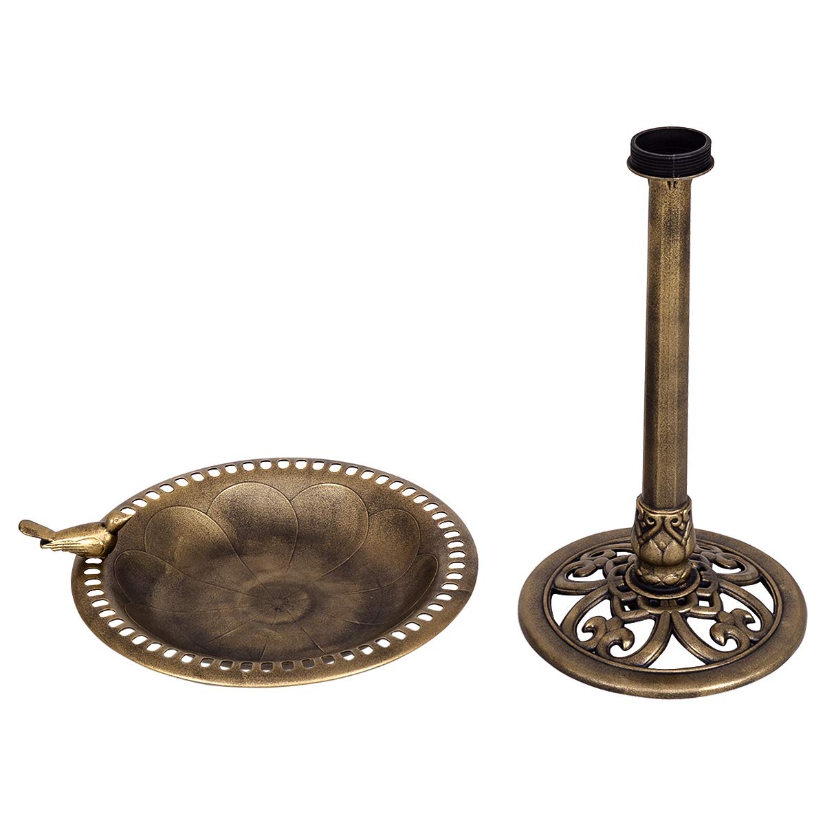 Giantex 28 Inch Height Pedestal Bird Bath Feeder Freestanding Antique Outdoor Garden Yard Patio Decor