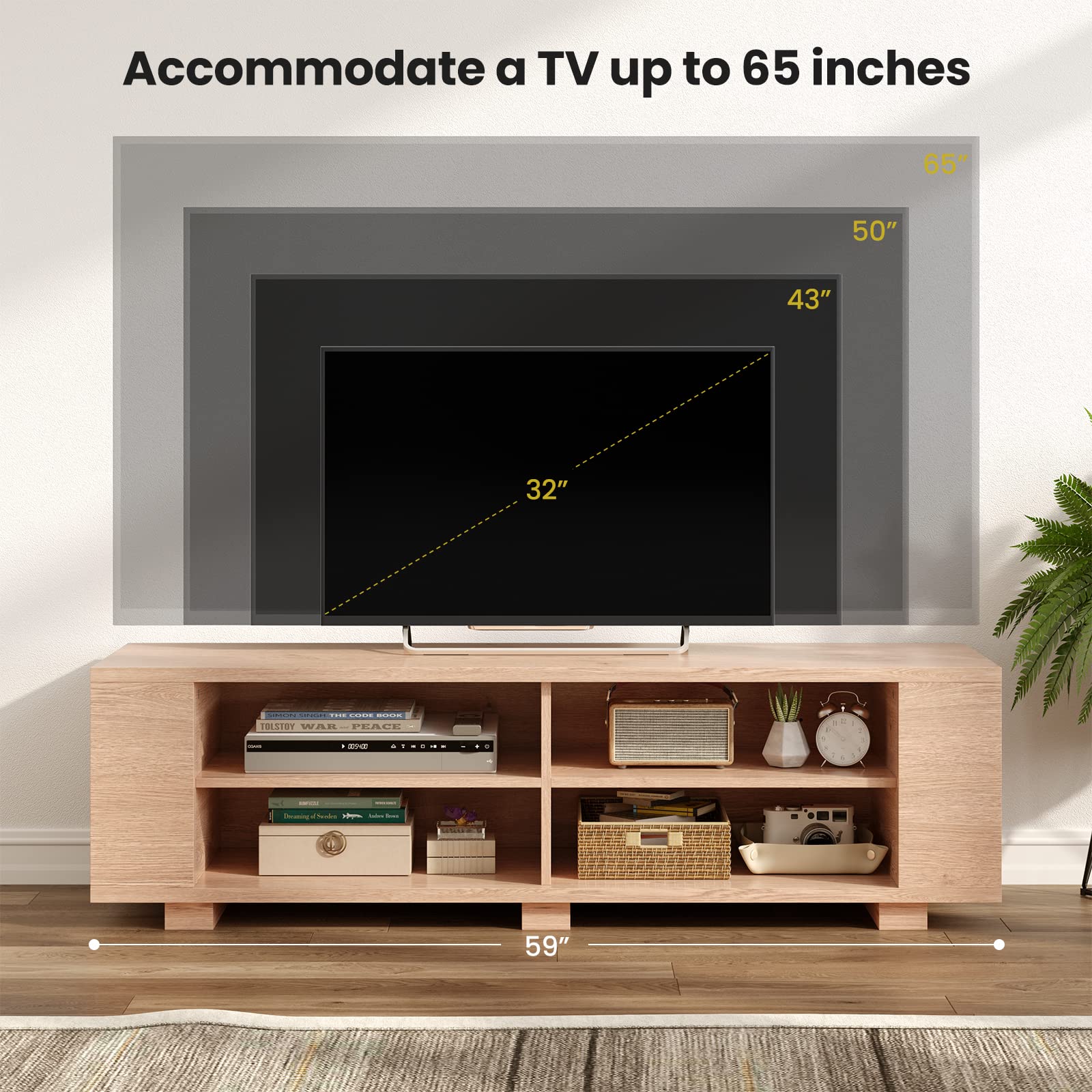 Giantex TV Stand Entertainment Center - Farmhouse Television Table up to 65 Inches TVs, 7 Colors