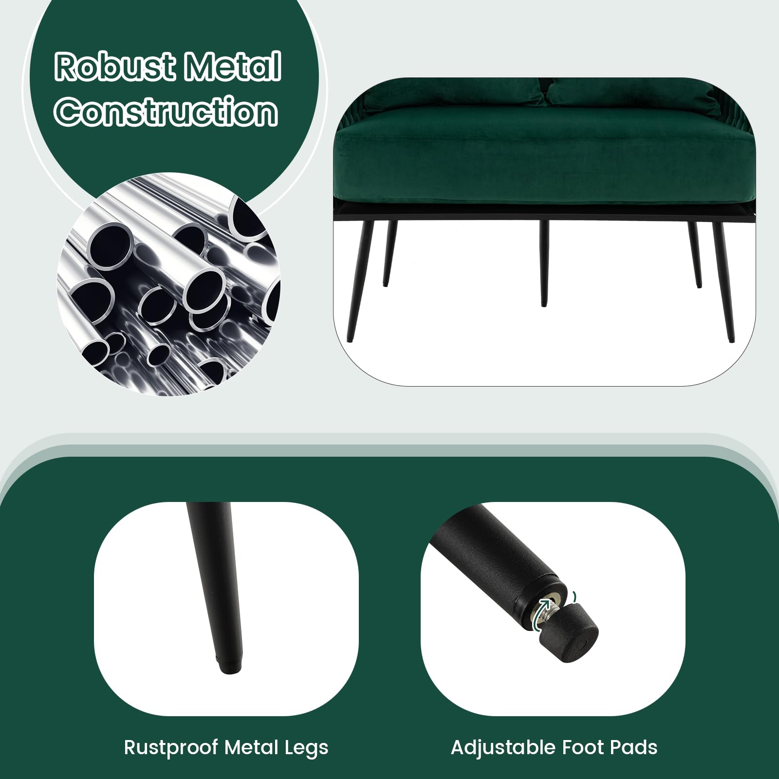 Giantex Loveseat Sofa, Upholstered 2 Seat Sofa Couch with Dutch Velvet, Woven Back and Arms, 2 Pillows