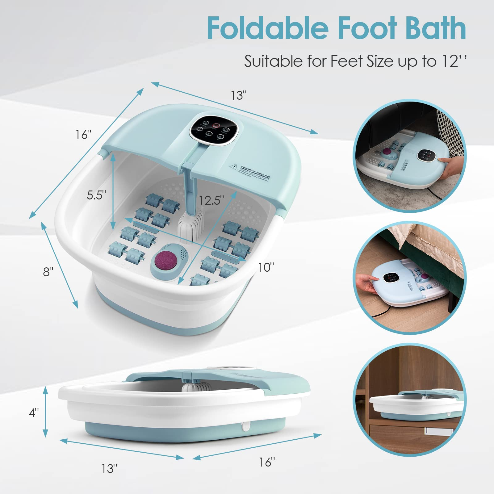 Collapsible Foot Spa Tub w/Remote Control | Pedicure Foot Spa
