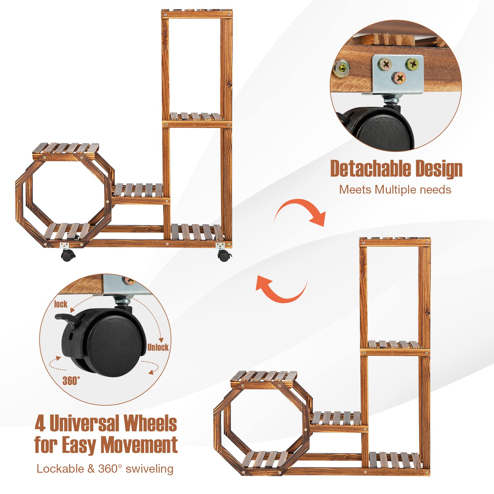 Giantex Rolling Wooden Plant Stand
