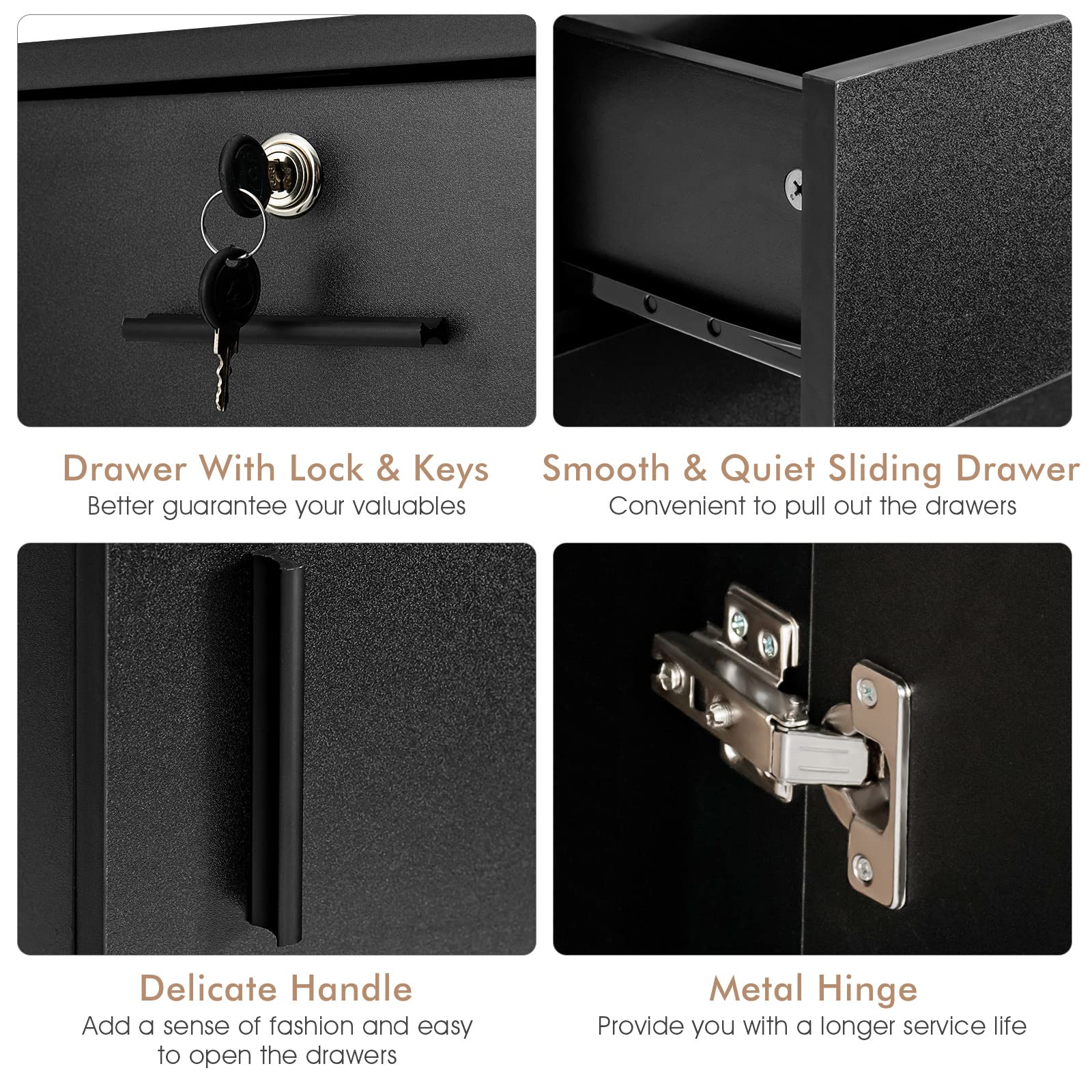 Salon Station Storage Cabinet for Hair Stylist, Black