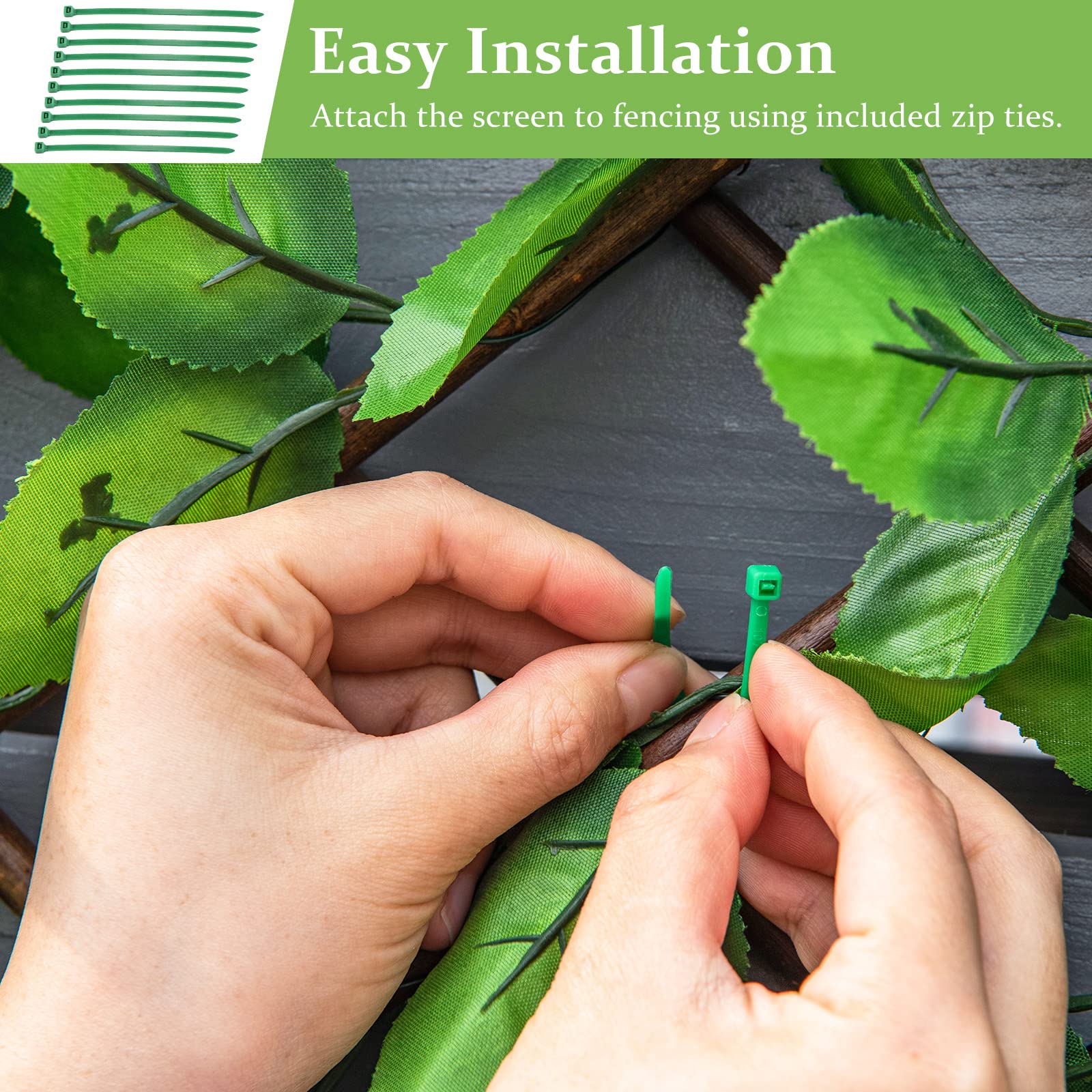 Expandable Fence with Leaves, 6.5ft Privacy Screen Decorative Fake Ivy Fencing Panel