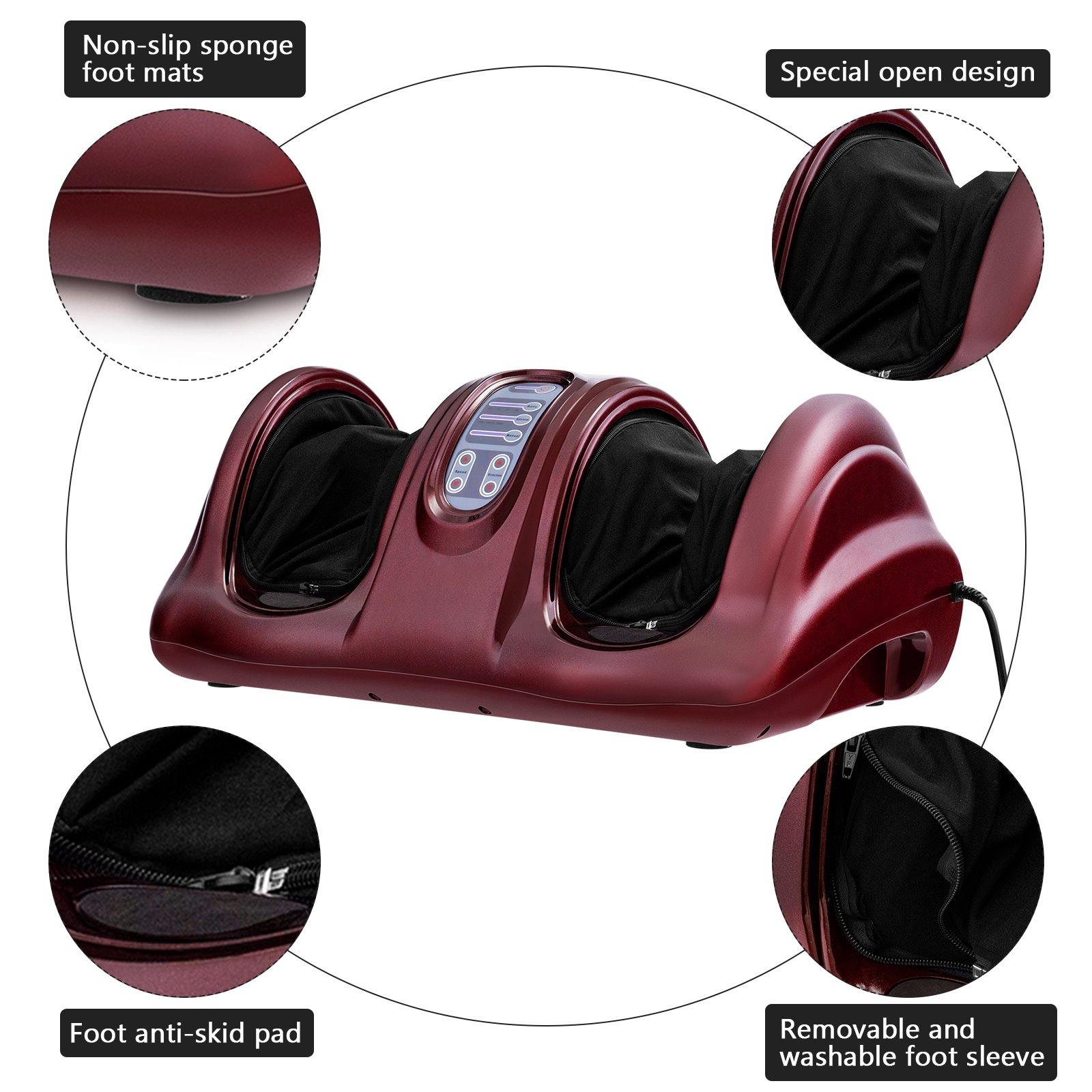 Giantex Nerve Pain Therapy Spa Gift Deep Kneading Rolling Massage for Leg Calf Ankle, Burgundy/Red/Black/Gray