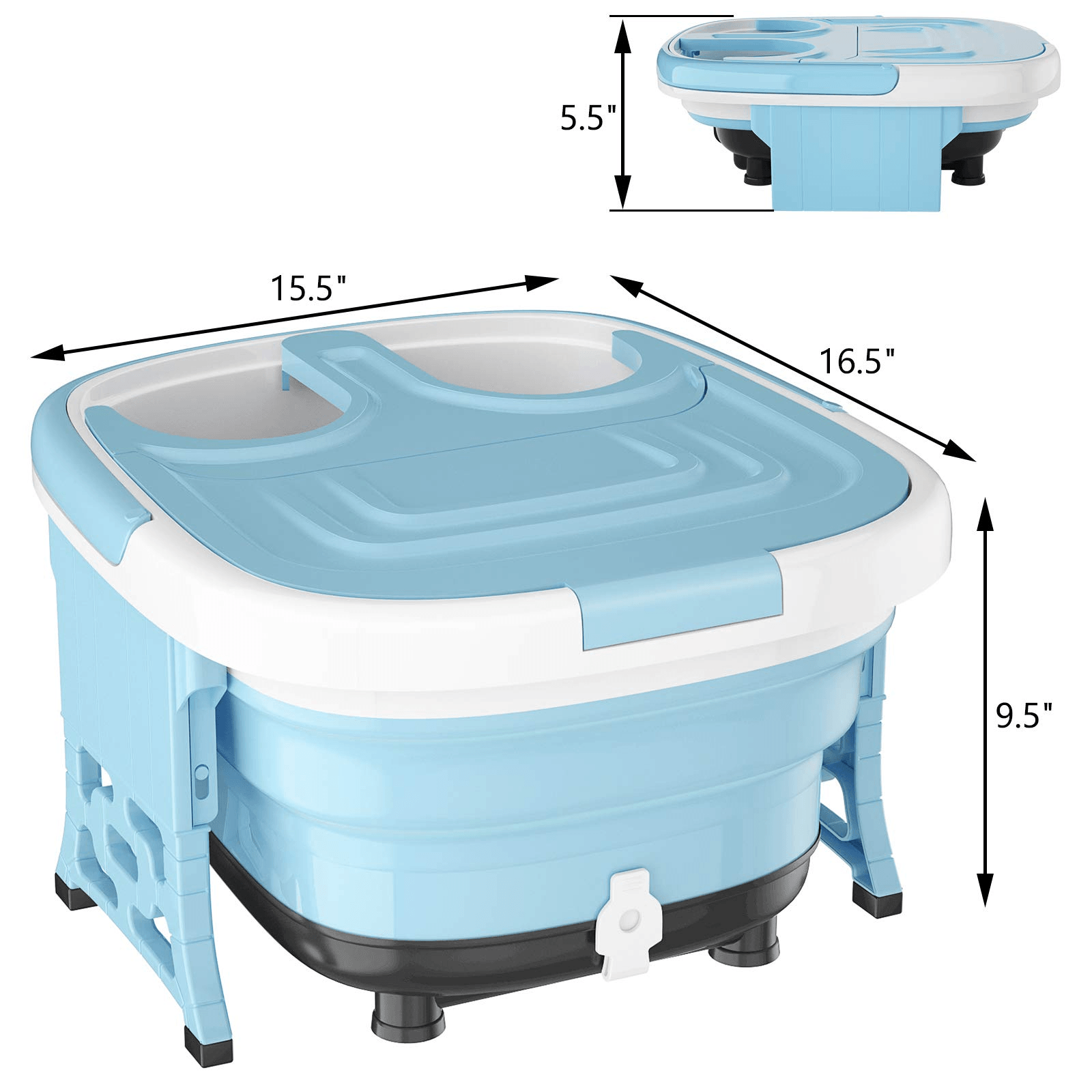 Giantex 6 in 1 Foot Spa Bath Massager Collapsible, Pedicure Tub Bath w/Folding Cover, Feet Salon Tub (Blue/Gray)