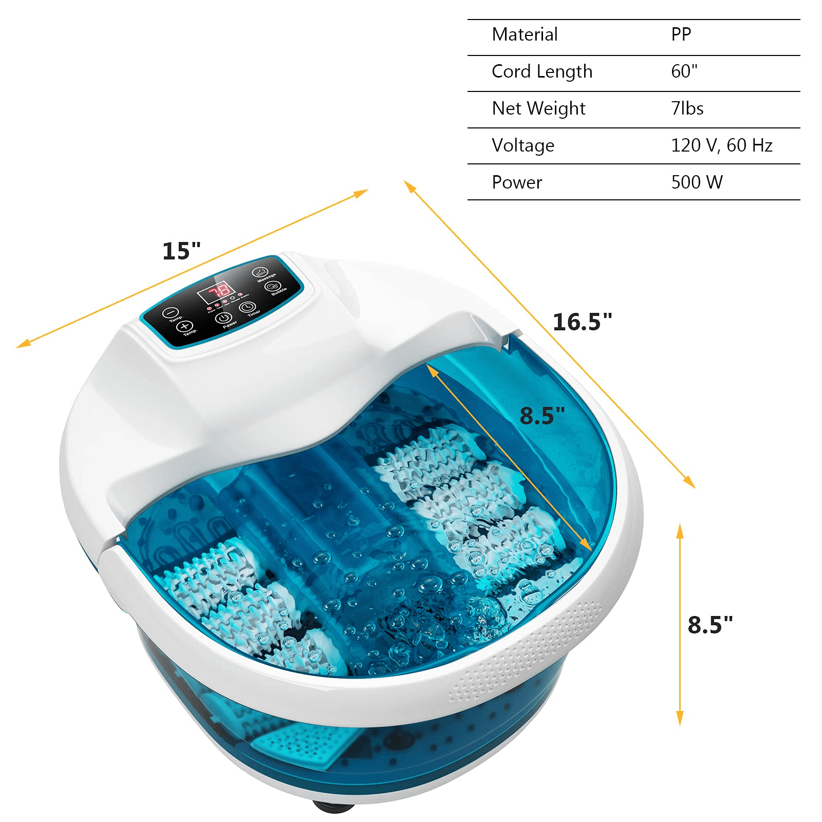 Giantex Foot Spa Bath Massager with Heat Bubbles, 6 Motorized Massage Rollers