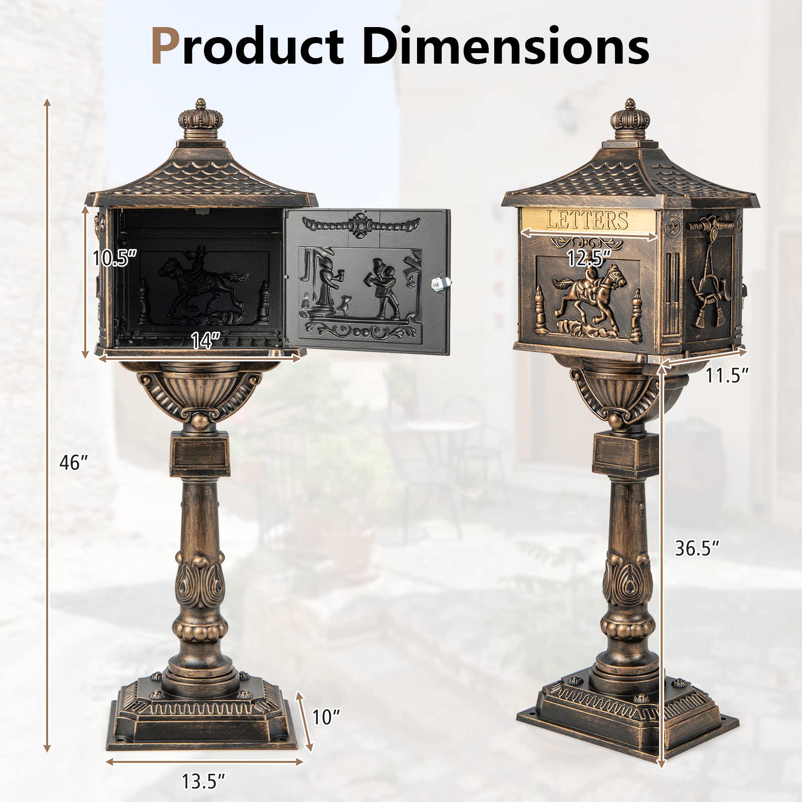 Giantex Cast Aluminum Mailbox with Post