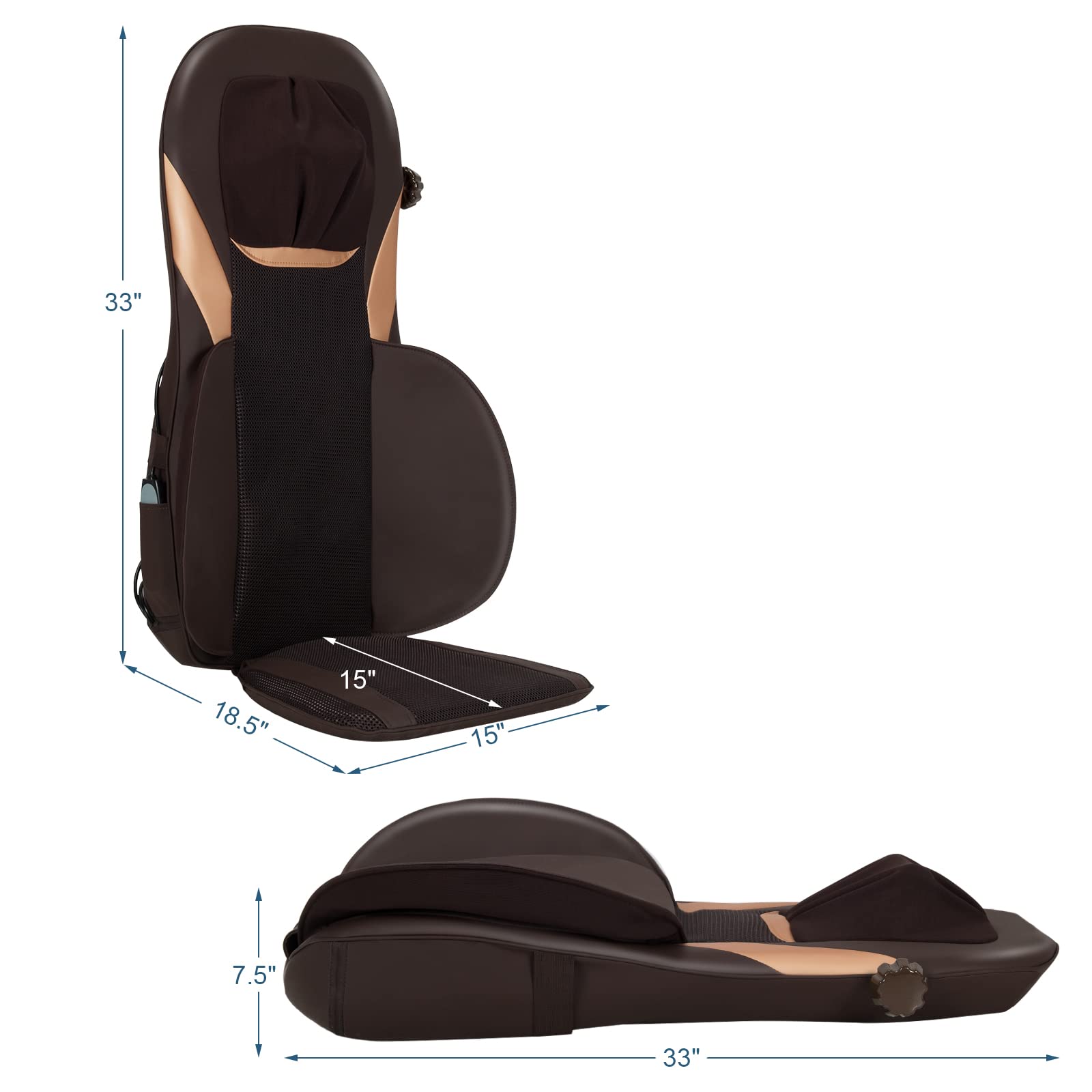 Massage Chair Cushion with Heat, Kneading & Rolling