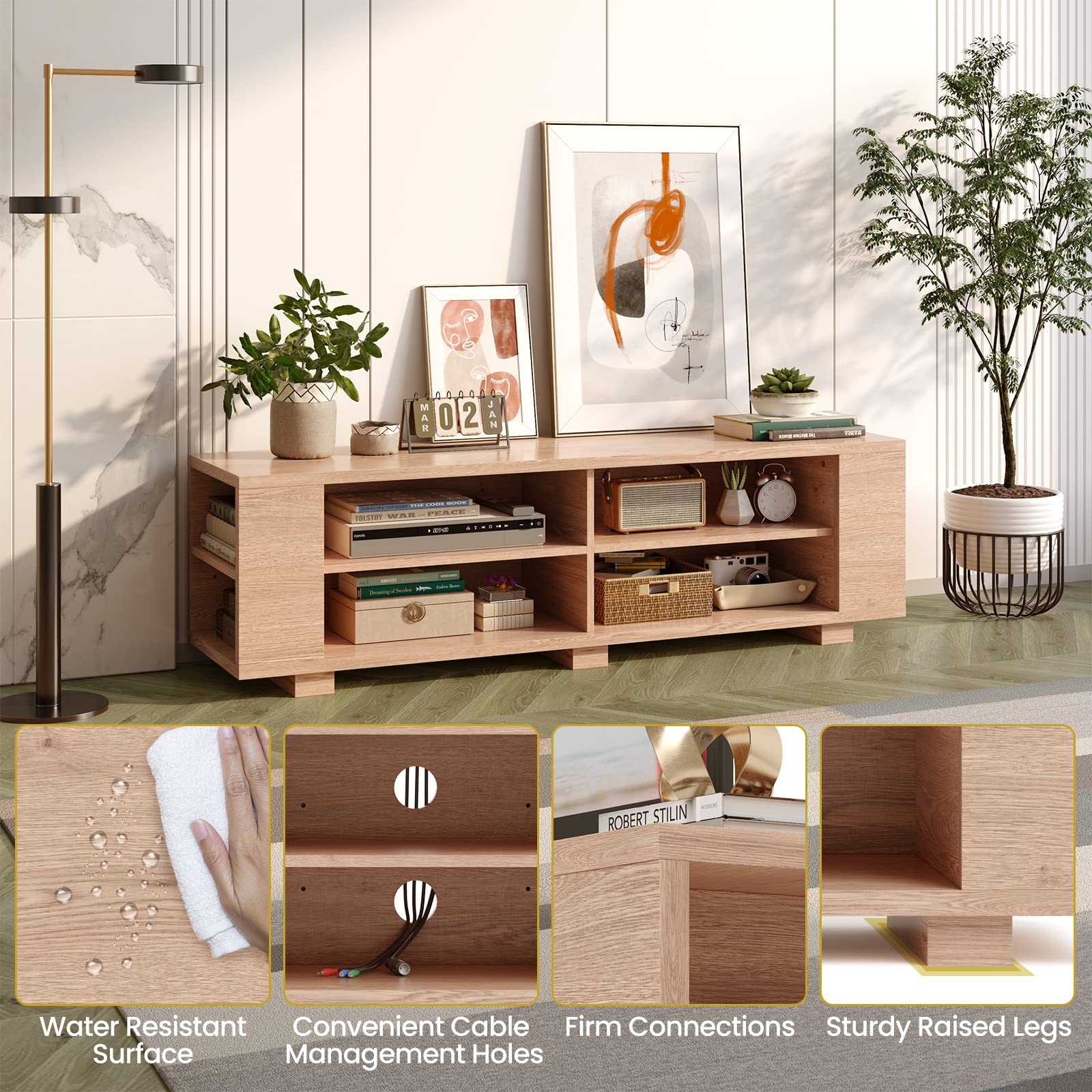 Giantex TV Stand Entertainment Center - Farmhouse Television Table up to 65 Inches TVs, 7 Colors