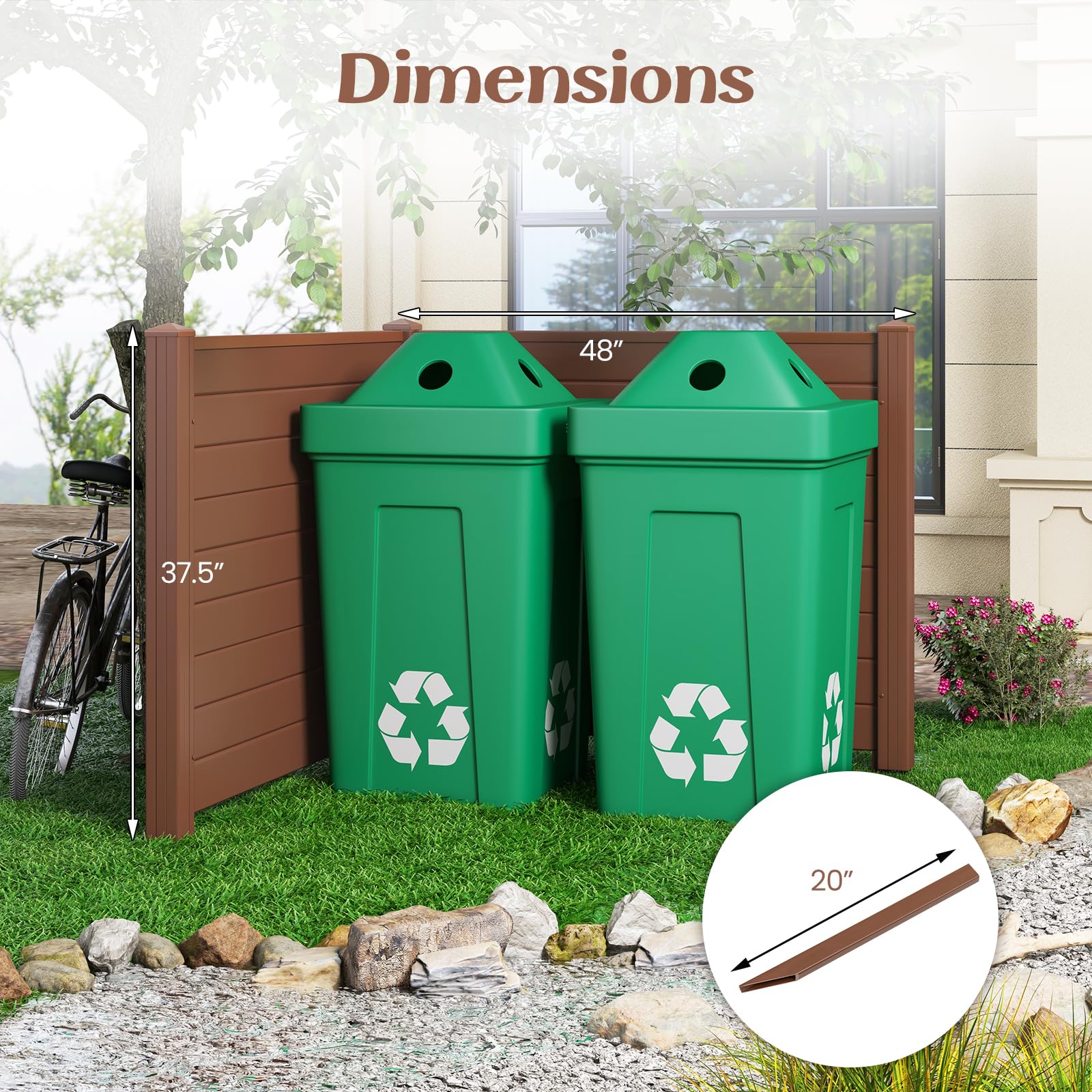 Giantex Air Conditioner Fence 2/4 Panels - 48''W x 36''H Outdoor Privacy Screen Trash Can Enclosure with 3 Stakes