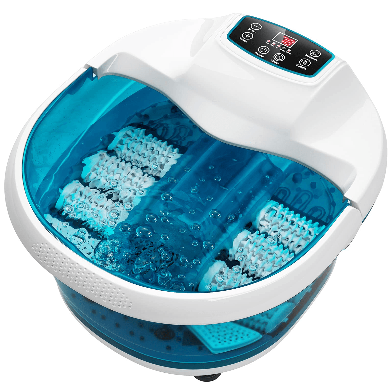 Giantex Foot Spa Bath Massager with Heat Bubbles, 6 Motorized Massage Rollers