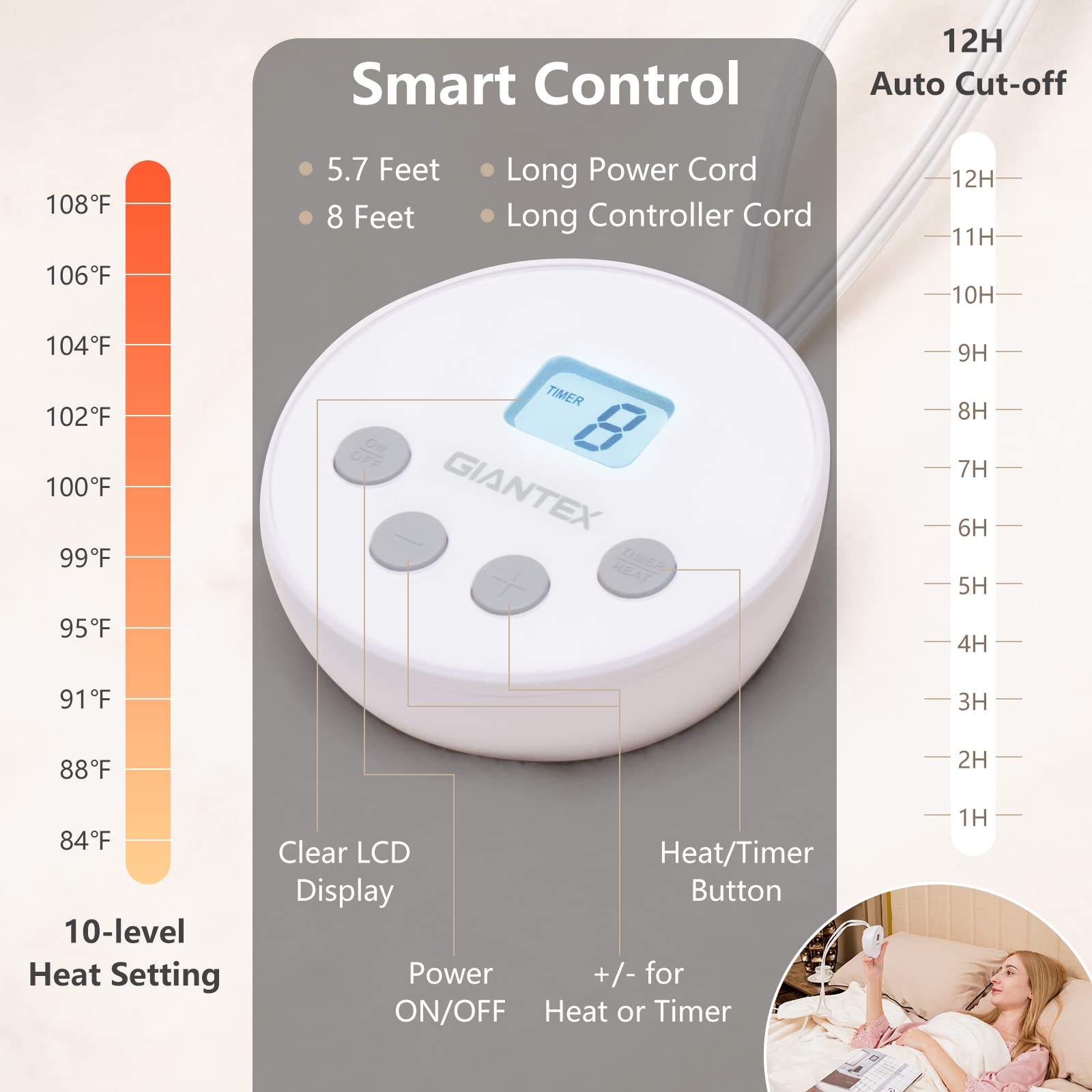Giantex Electric Blanket Heated Throw Blanket