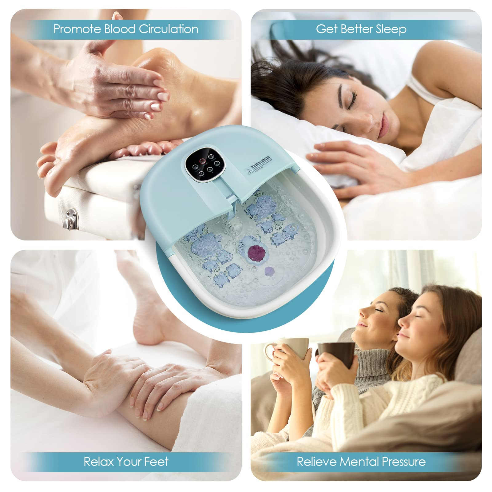 Collapsible Foot Spa Tub w/Remote Control | Pedicure Foot Spa