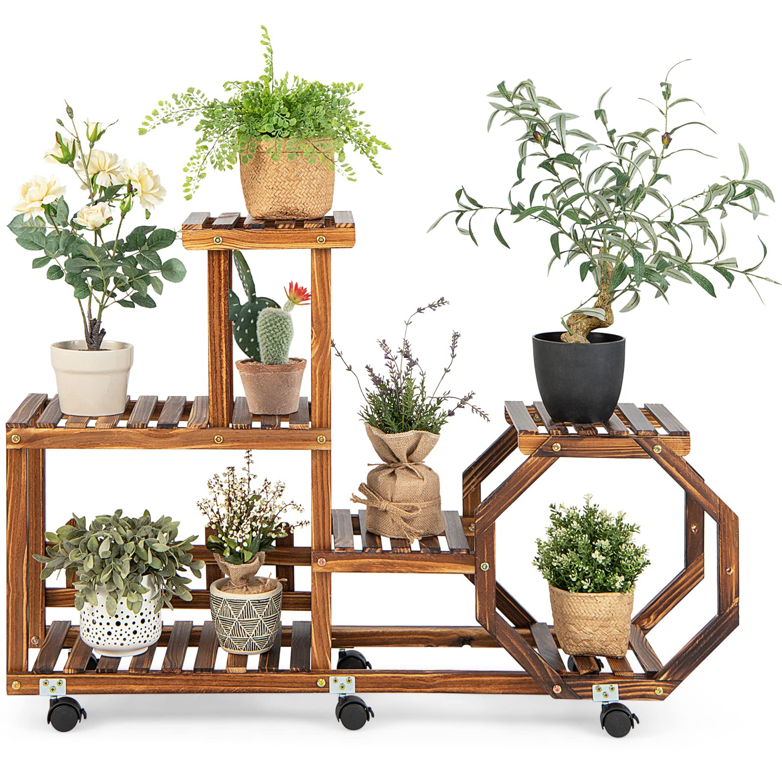 Giantex Rolling Wooden Plant Stand