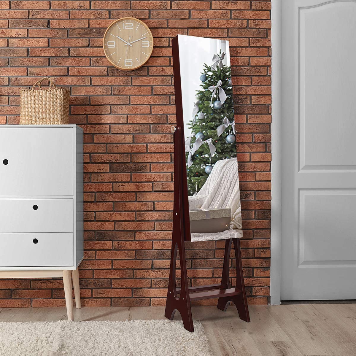 Giantex | 12 LEDs Jewelry Armoire Cabinet with Full-length Mirror