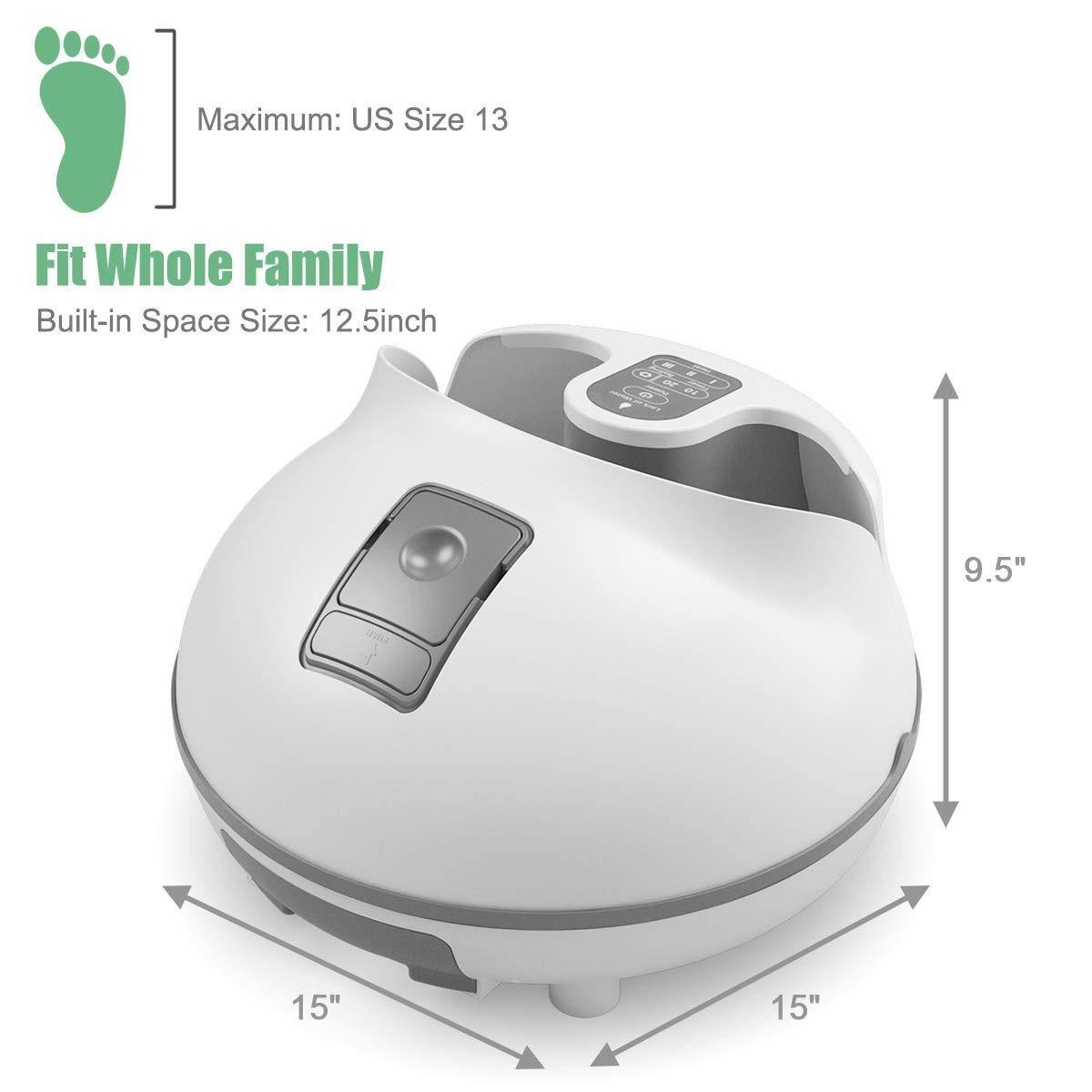 Giantex Steam Foot Spa Bath Massager w/3 Heat Levels, Pedicure Massage Rollers, Foot Spa Massager for Stress Relief (Brown/Gray)