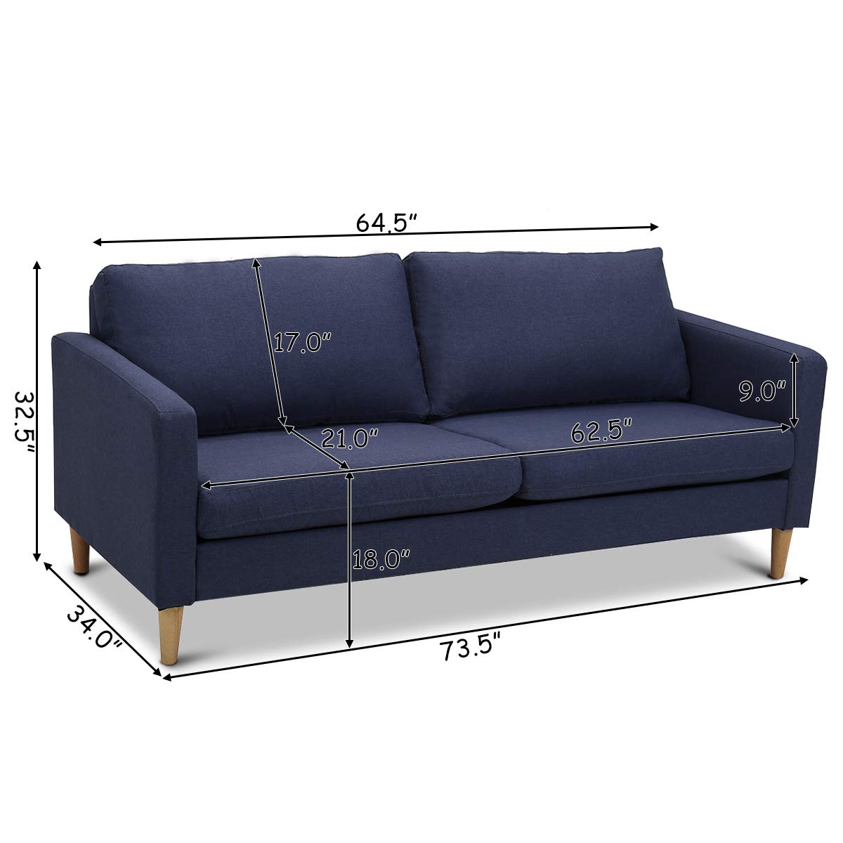 Giantex Modern Upholstered Accent Sofa, Fabric Futon Sofa Bed