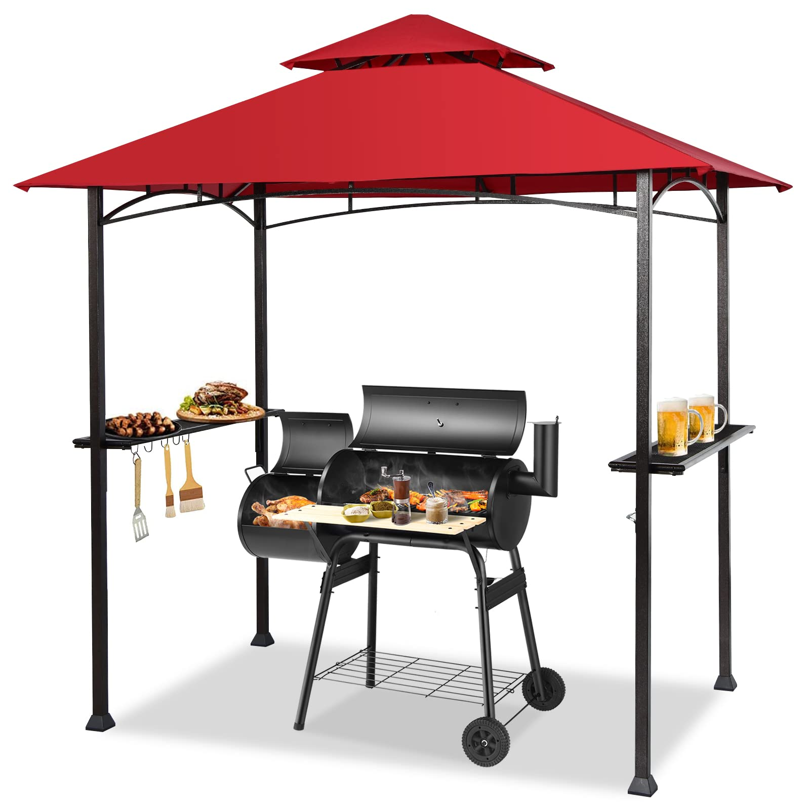Giantex Grill Gazebo, 8ft x 5ft Grill Station with Canopy, Outdoor Grill Shelter Barbecue Tent