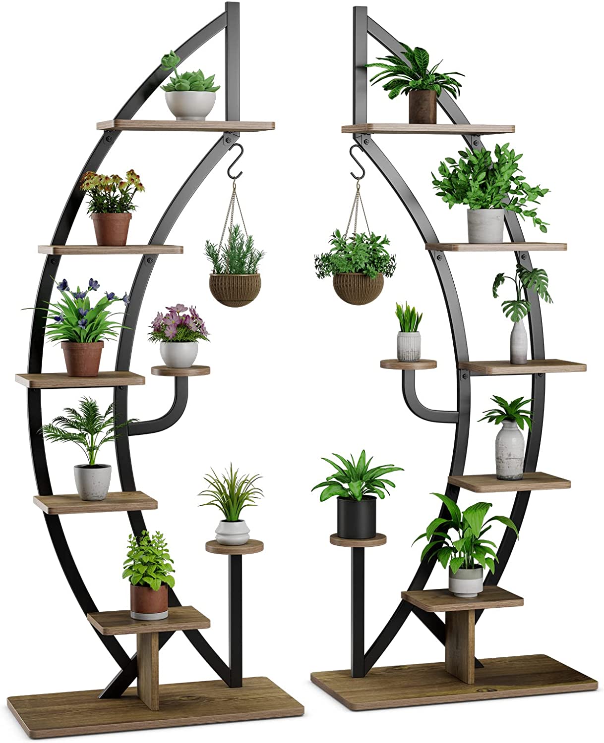 Giantex 6 Tier Metal Plant Stand Indoor, 61" Half Moon Plant Shelf