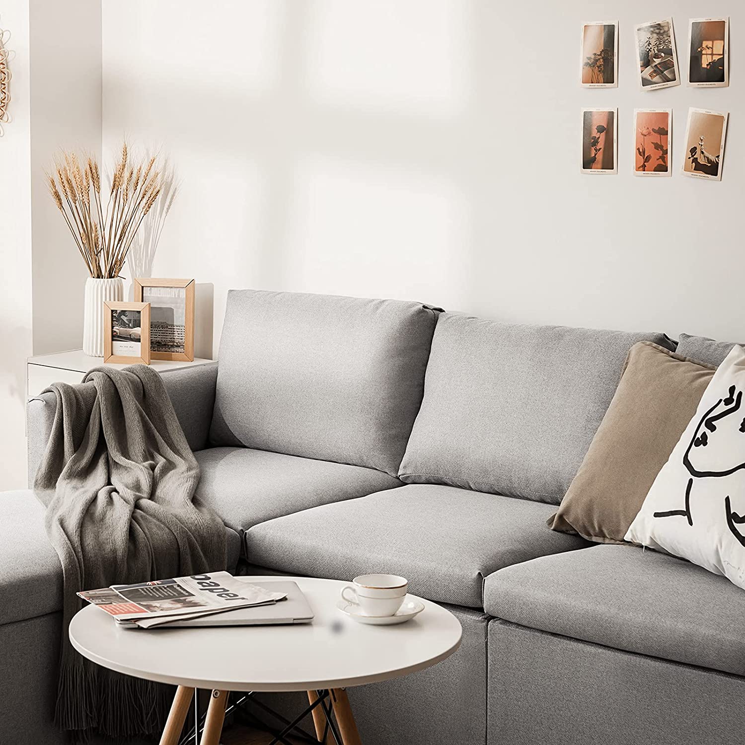 Convertible Sectional Sofa Couch, Modern L-Shaped Sectional Couch 3-Seat Sofa