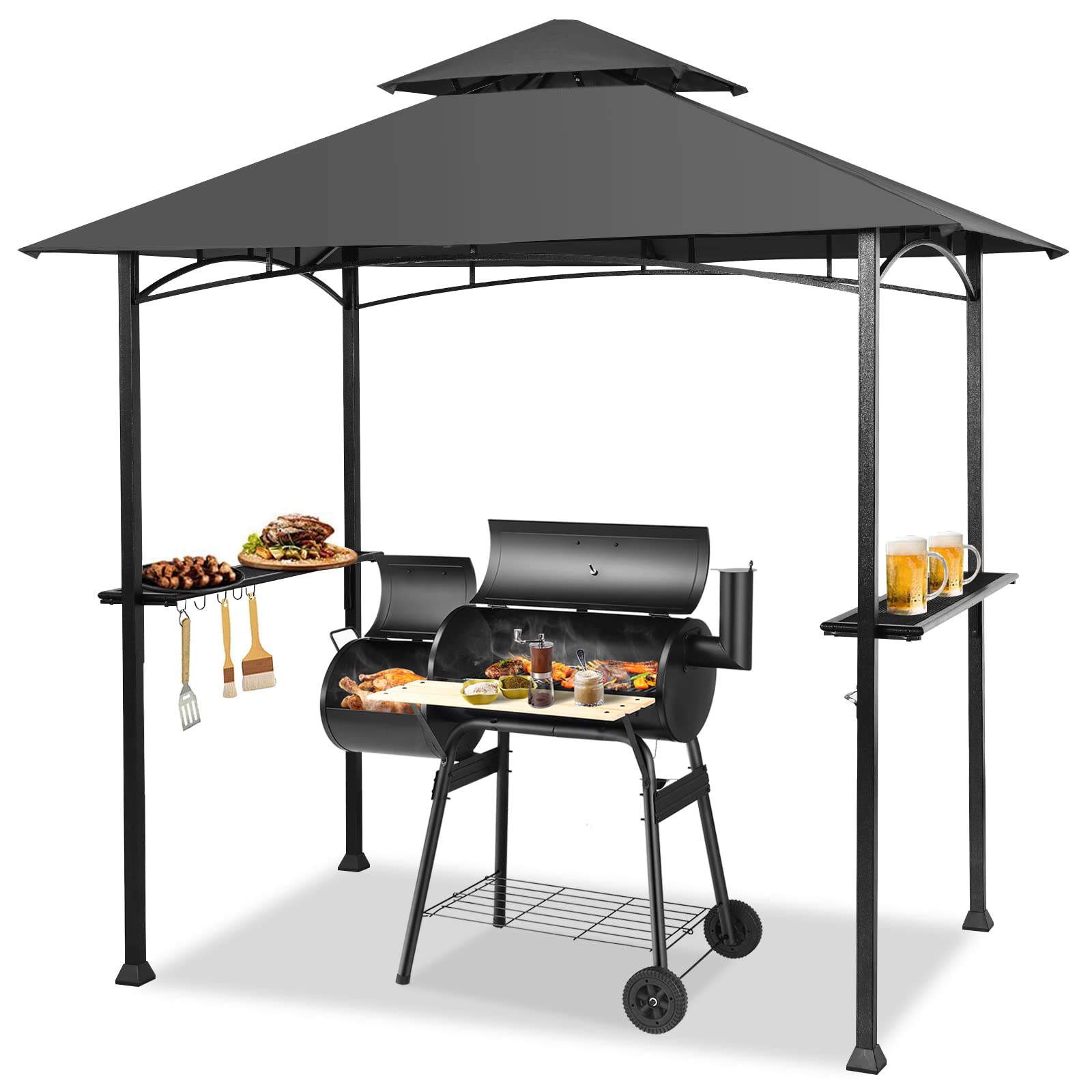 Giantex Grill Gazebo, 8ft x 5ft Grill Station with Canopy, Outdoor Grill Shelter Barbecue Tent