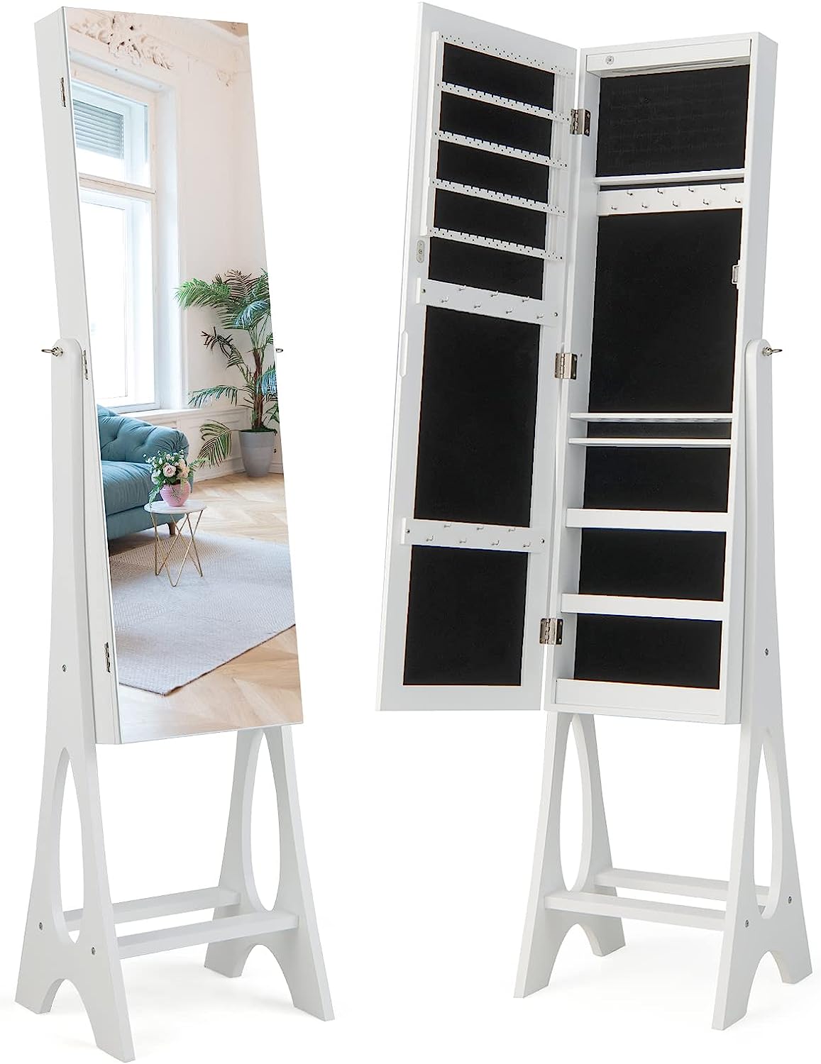 Giantex | 12 LEDs Jewelry Armoire Cabinet with Full-length Mirror