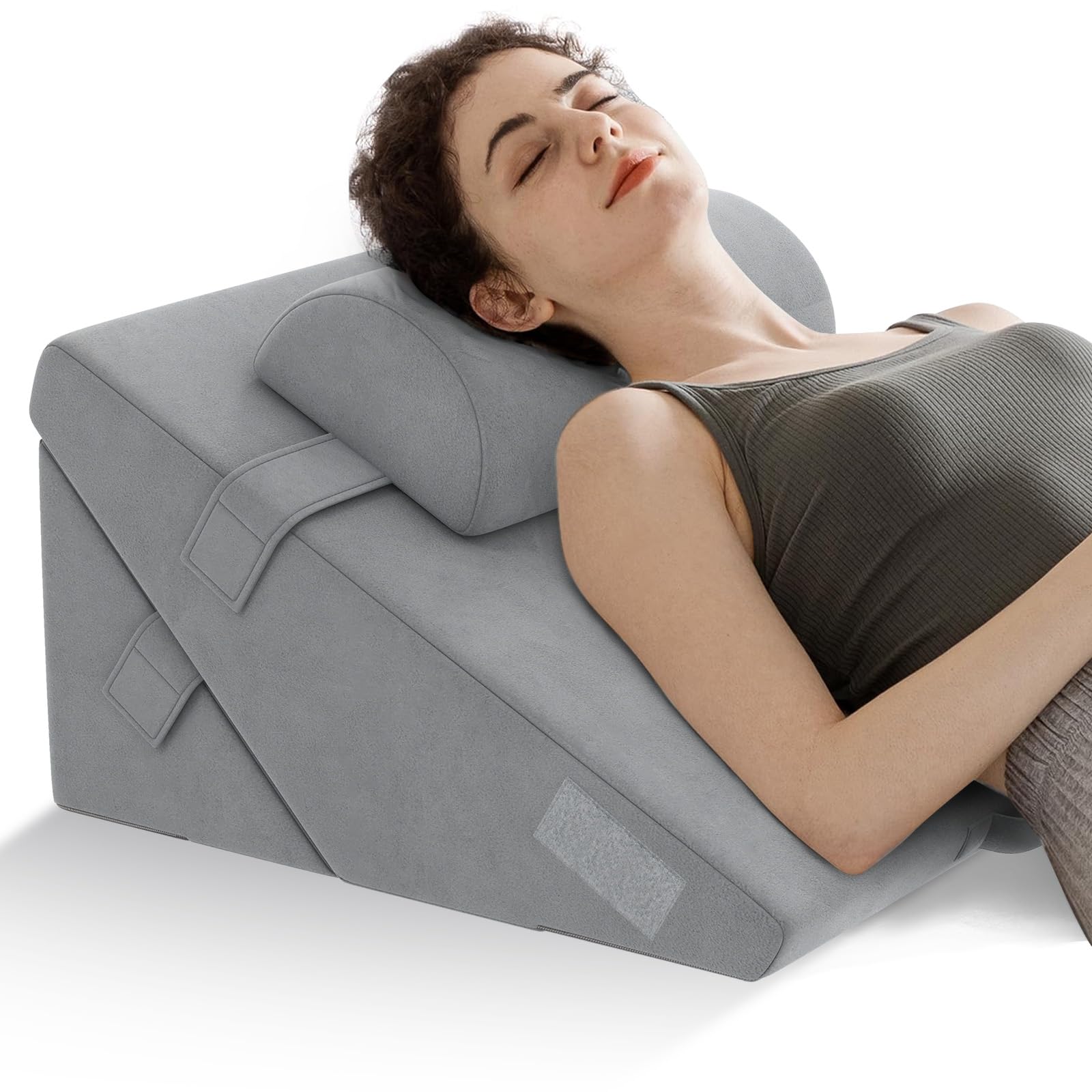 Giantex Bed Wedge Pillow for Sleeping, 12 Inch Adjustable Triangle Pillow with Air Memory Foam