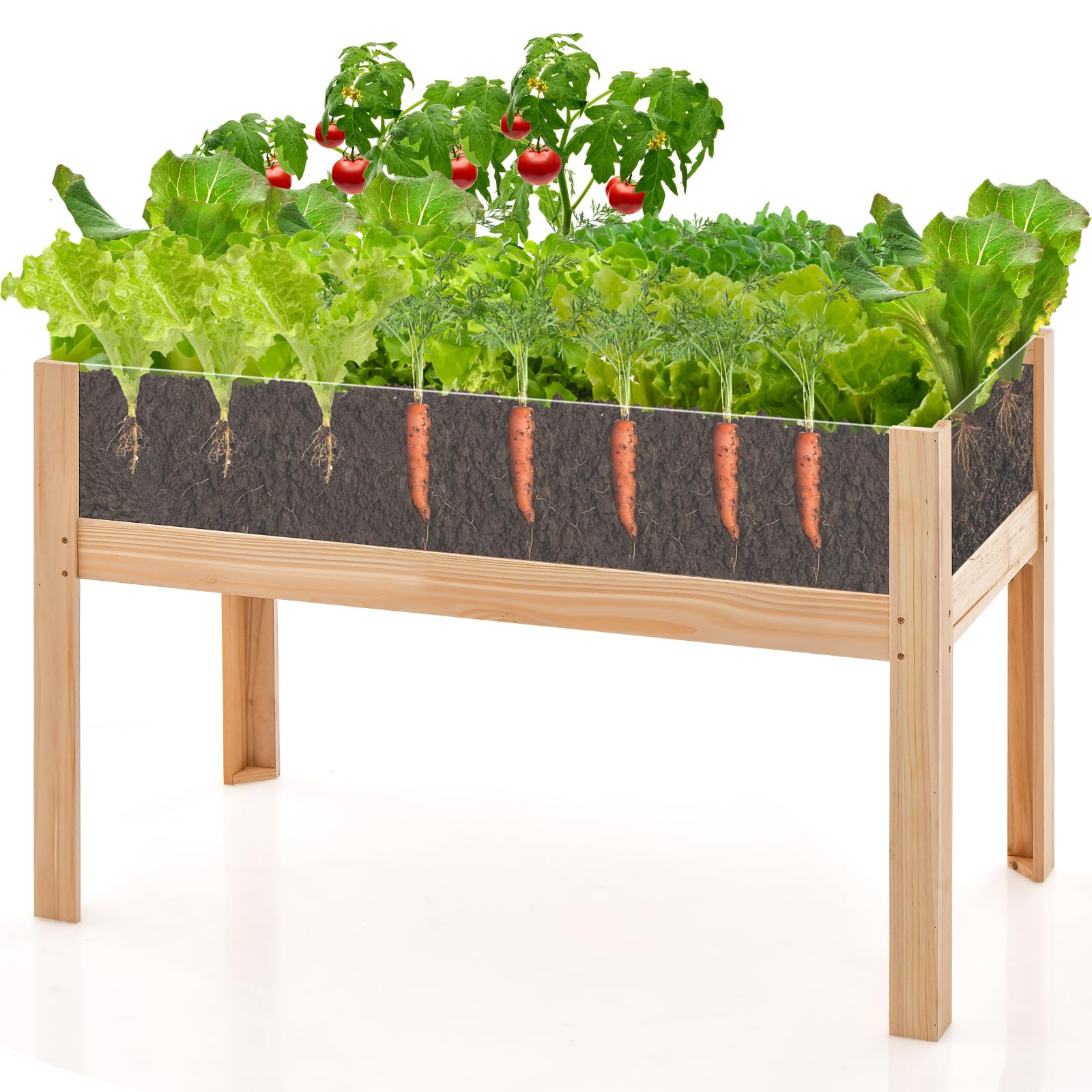 Giantex 30”x18”x24” Raised Garden Bed Elevated Wood Planter Box with Legs