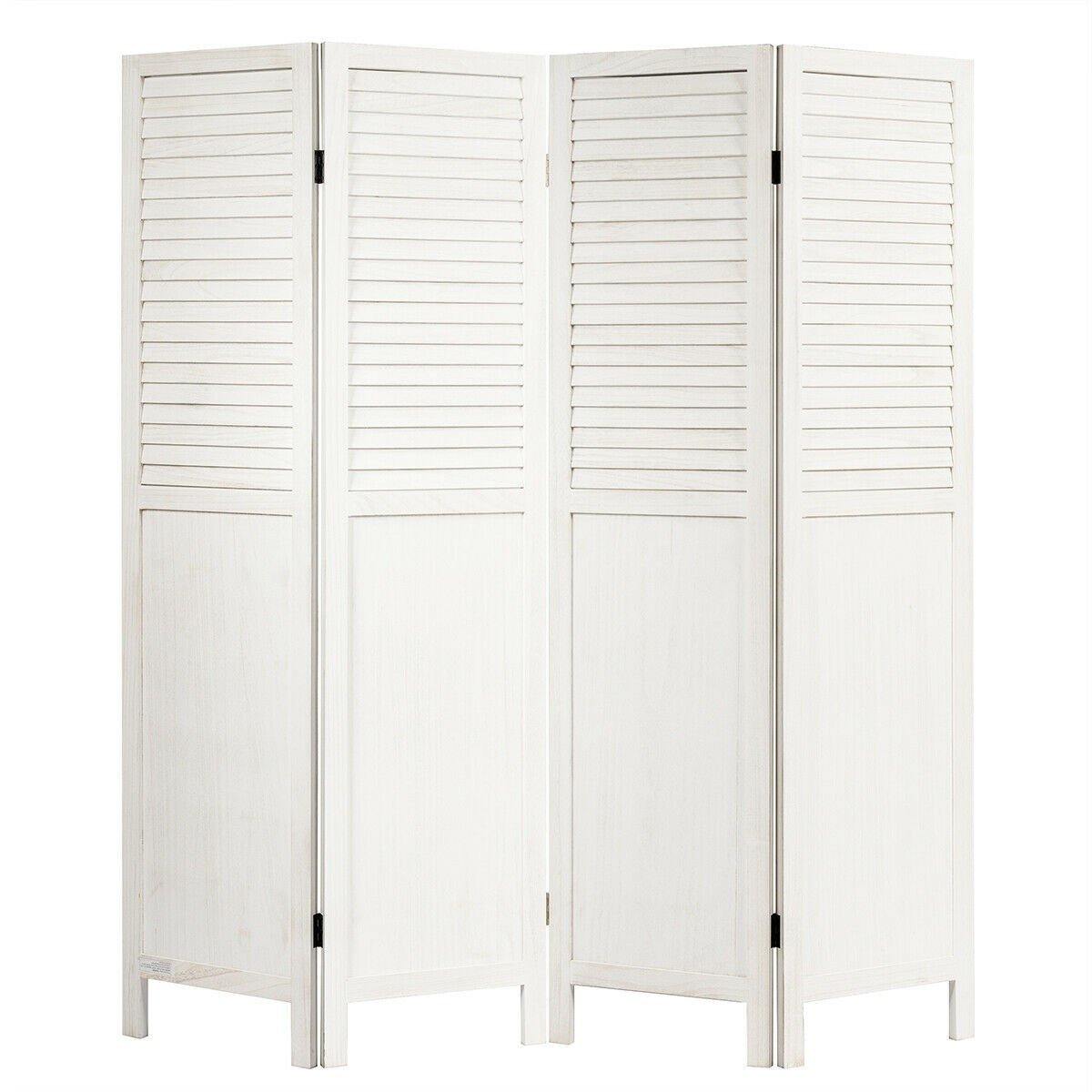 4 Panel 6 ft Wooden Folding Screen Room Divider