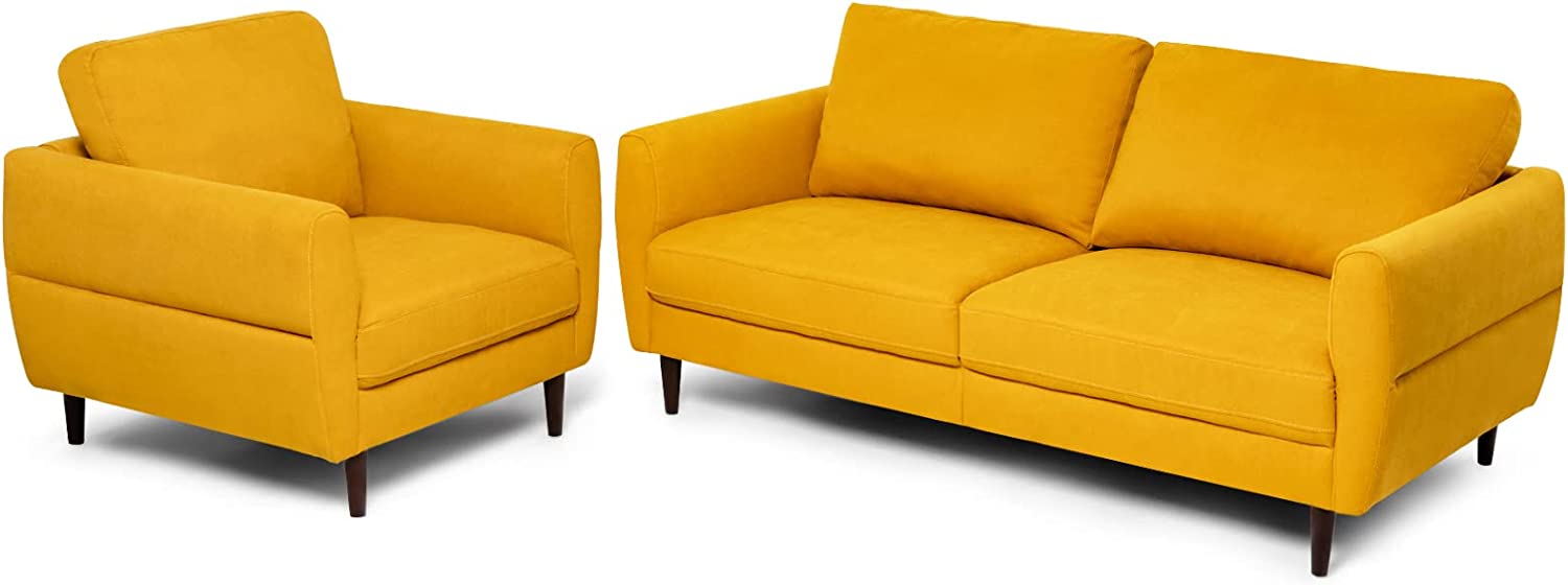 Giantex Sofa Chair, Upholstered Mid-Century Modern Accent Chair