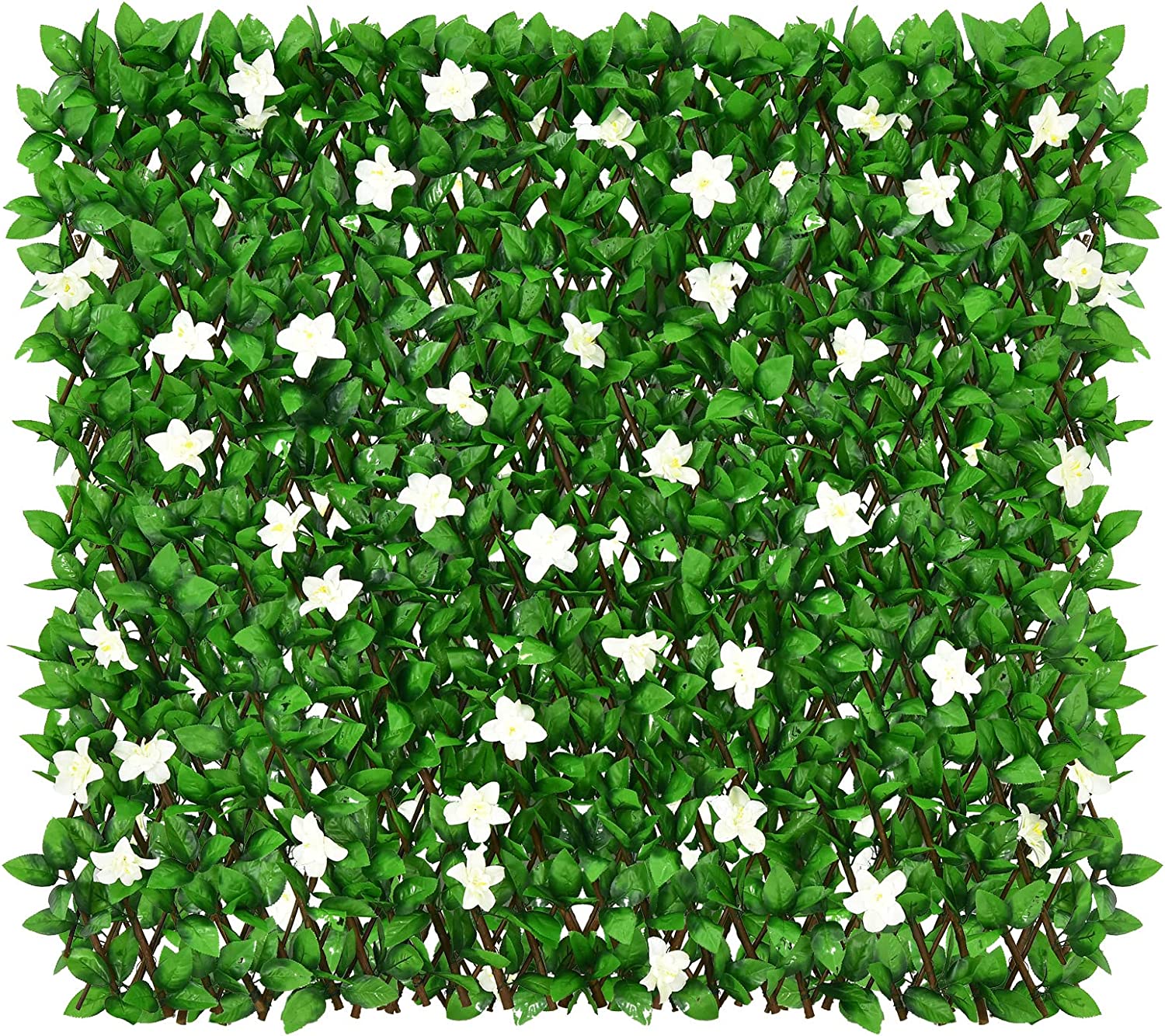 Expandable Fence with Leaves, 6.5ft Privacy Screen Decorative Fake Ivy Fencing Panel