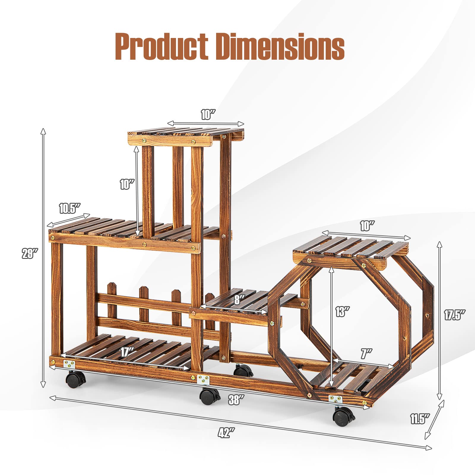 Giantex Rolling Wooden Plant Stand