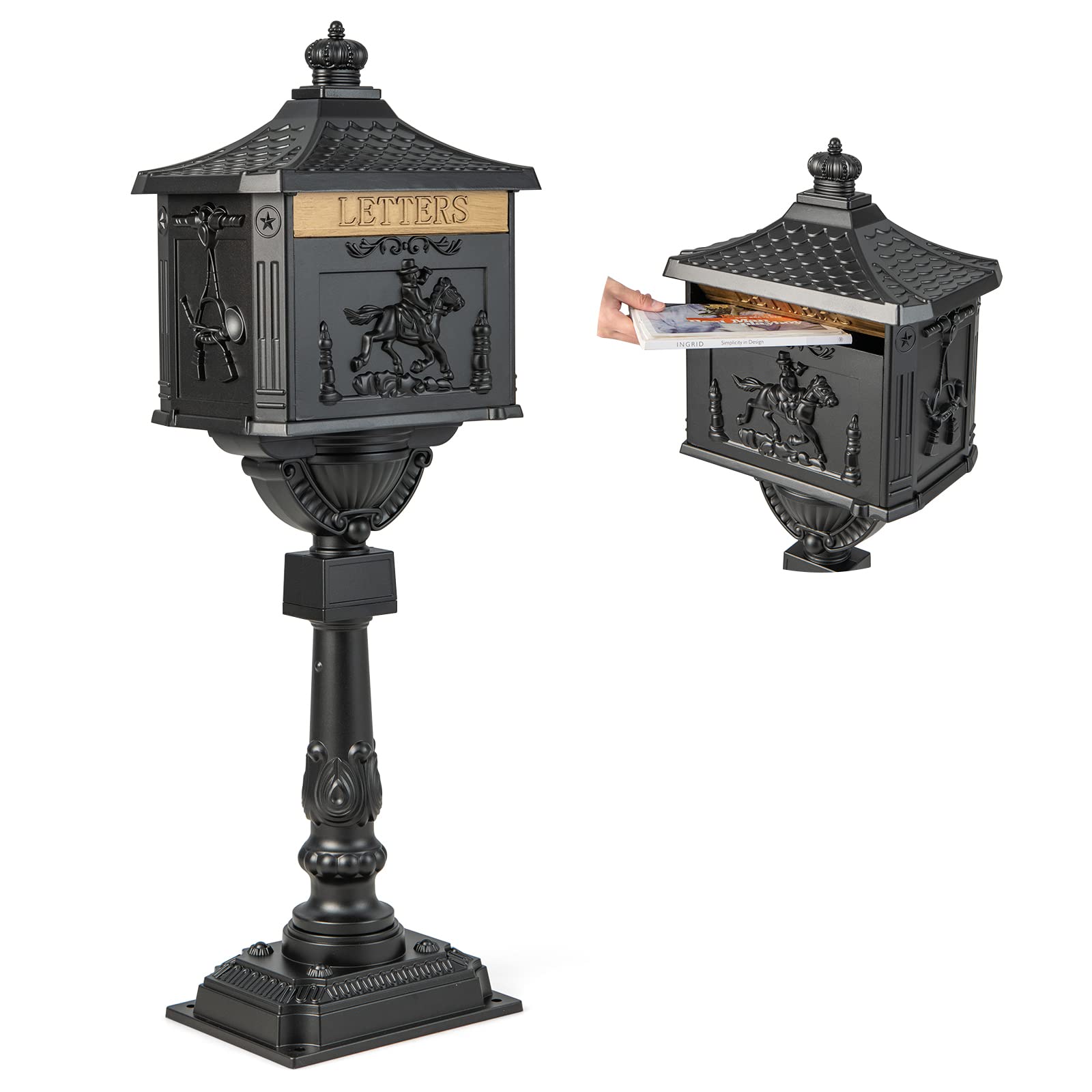 Giantex Cast Aluminum Mailbox with Post