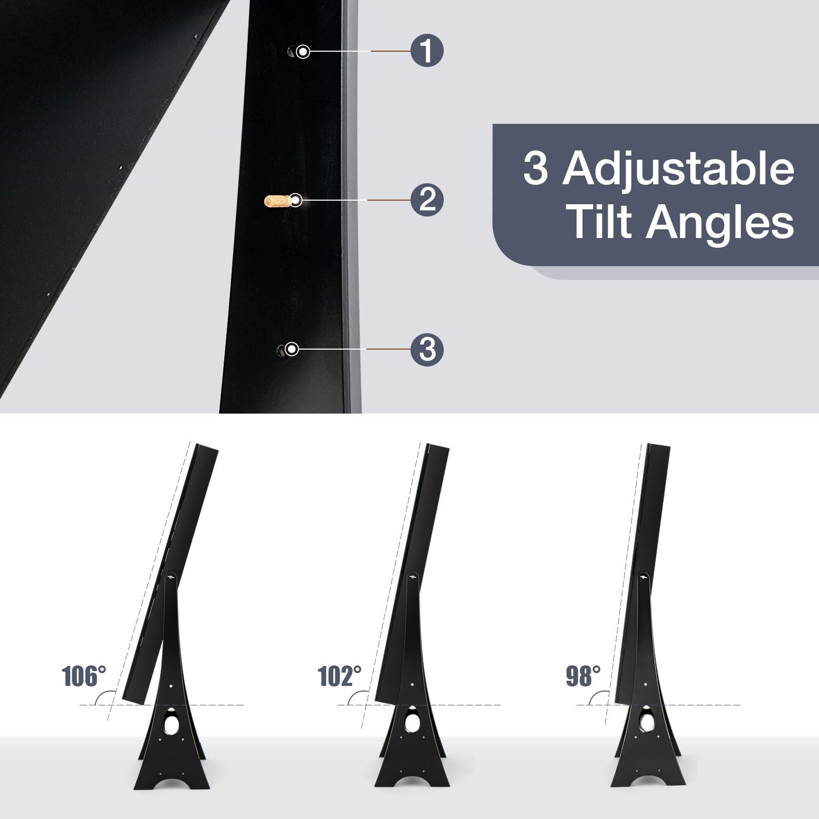 CHARMAID Jewelry Cabinet with LED Light Strip, Floor Jewelry Armoire with High Full Length Mirror