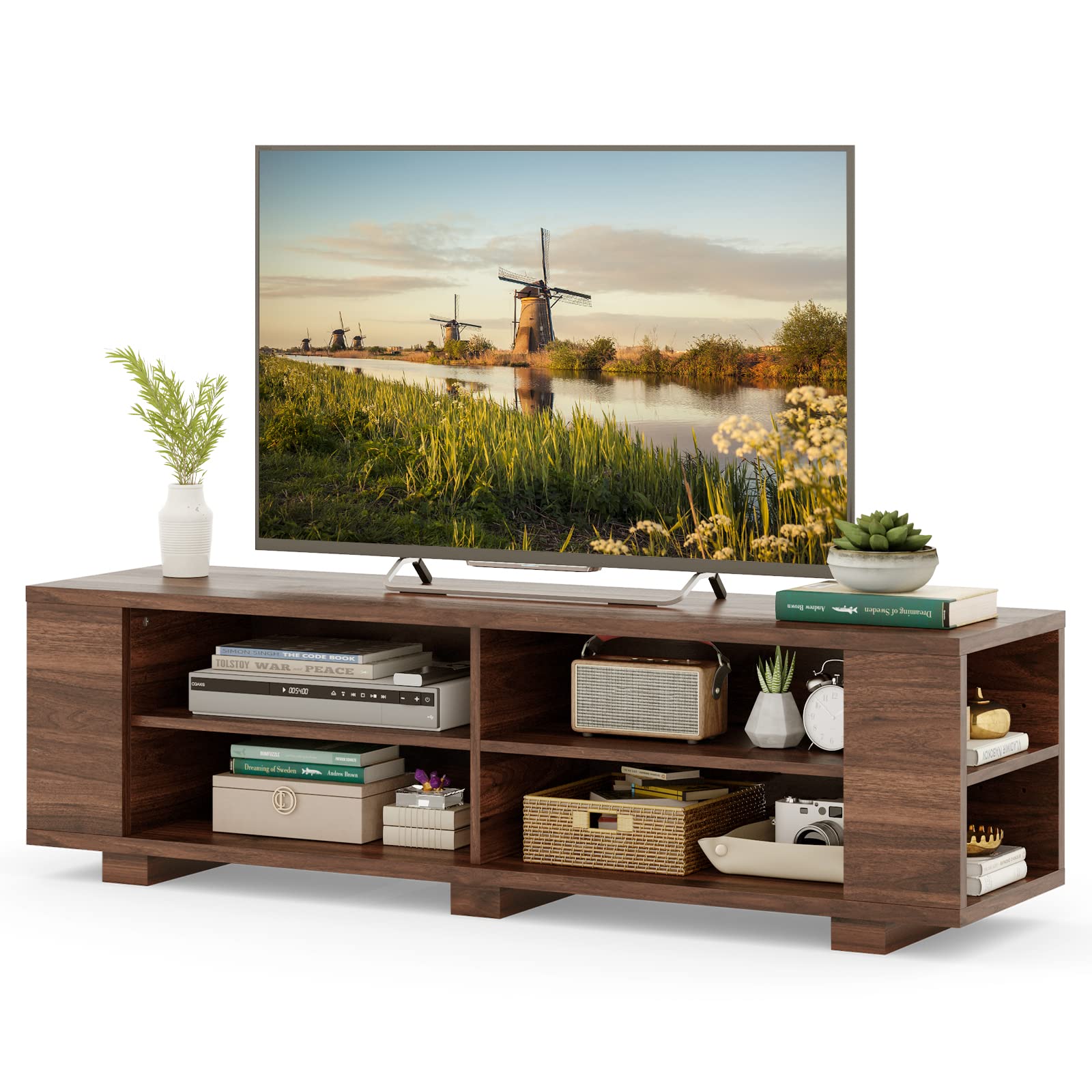 Giantex TV Stand Entertainment Center - Farmhouse Television Table up to 65 Inches TVs, 7 Colors