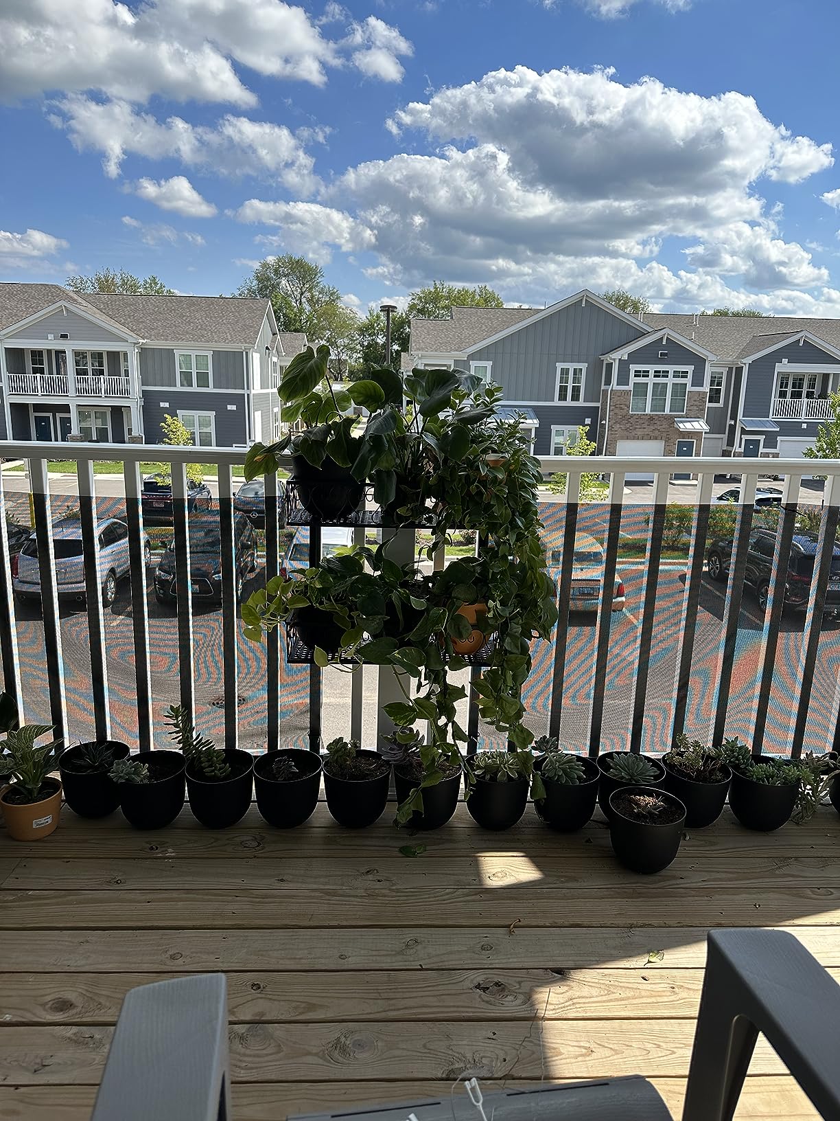 Giantex Balcoy Flower Pot Stand Rack w/ Adjustable Hooks & 2 Planter Baskets