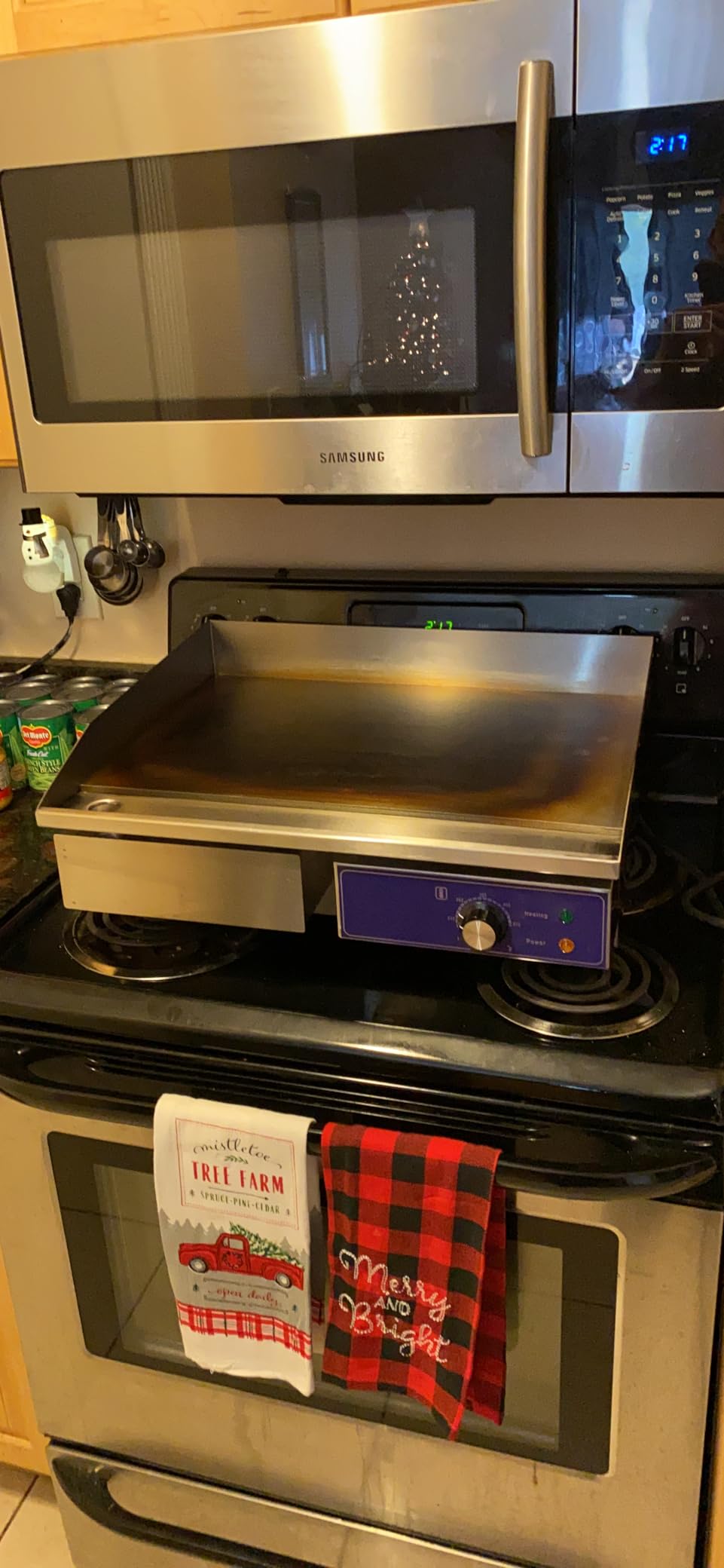 Giantex Commercial Griddle, 22" Electric Griddle 2000W, Cast Iron Griddle, Stainless Steel Frame