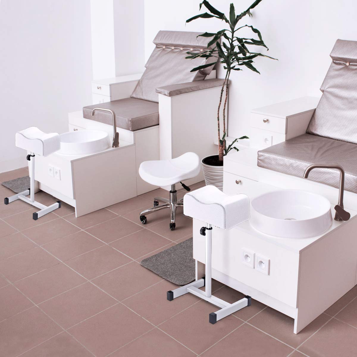 Giantex Pedicure Footrest Technician Nail Equipment, Salon Spa Beauty Footrest Home Pedicures with Height Adjustable Seat