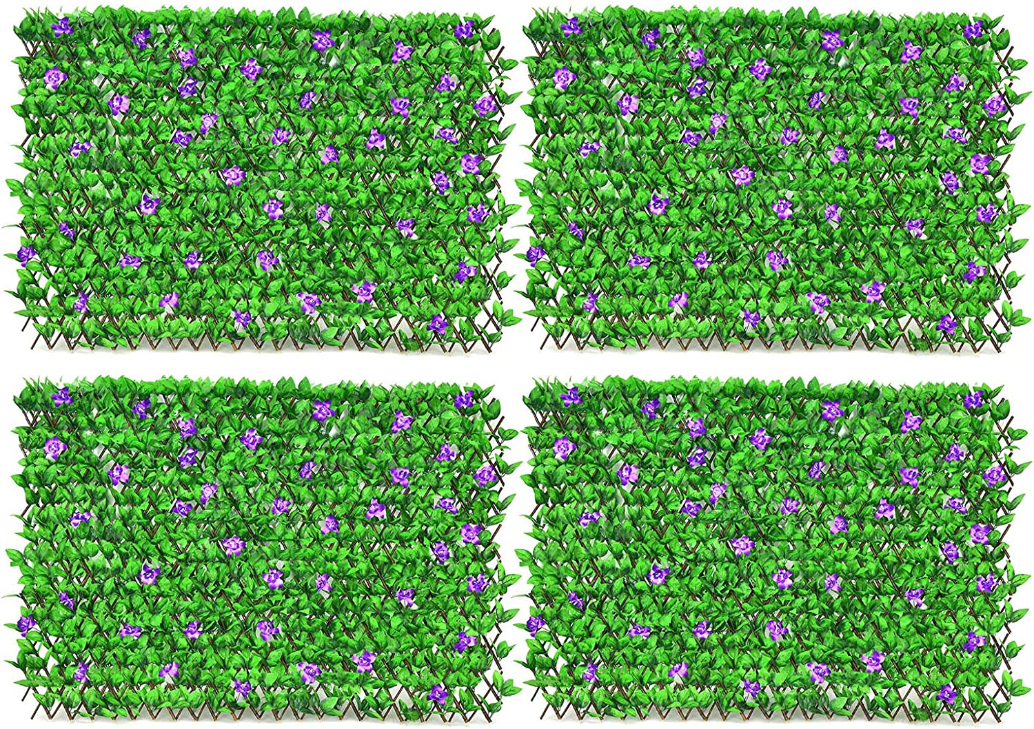 Expandable Fence with Leaves, 6.5ft Privacy Screen Decorative Fake Ivy Fencing Panel