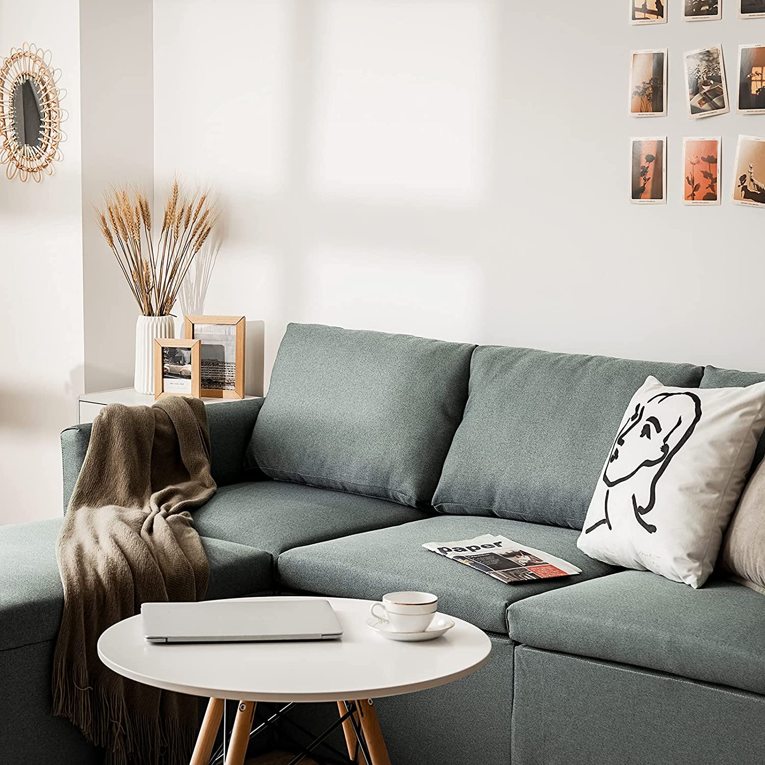 Convertible Sectional Sofa Couch, Modern L-Shaped Sectional Couch 3-Seat Sofa