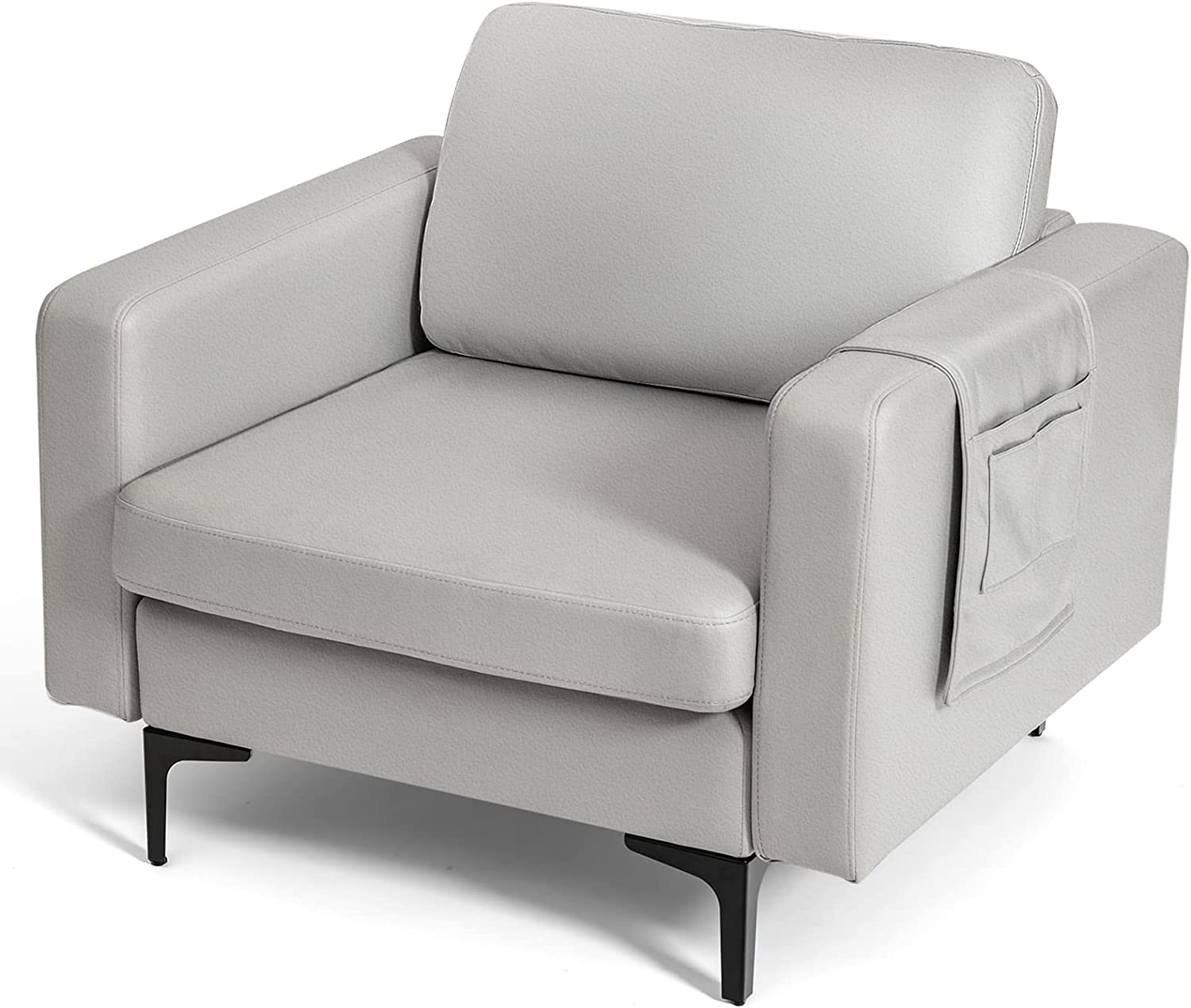 Giantex Modern Accent Chair w/Comfy Thick Cushion, Magazine Pockets